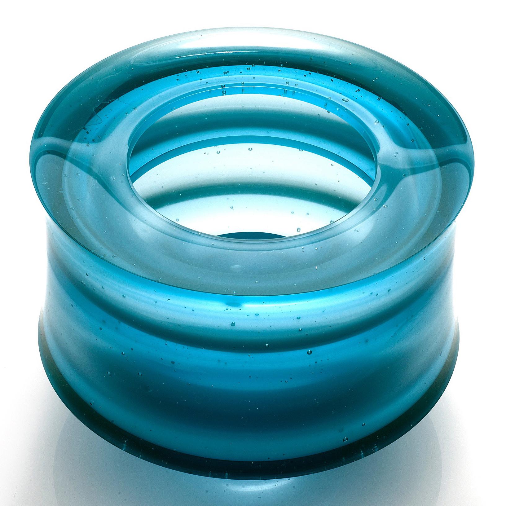 Corymb, a Unique Aqua/Turquoise Glass Art Work and Centrepiece by Paul Stopler 1
