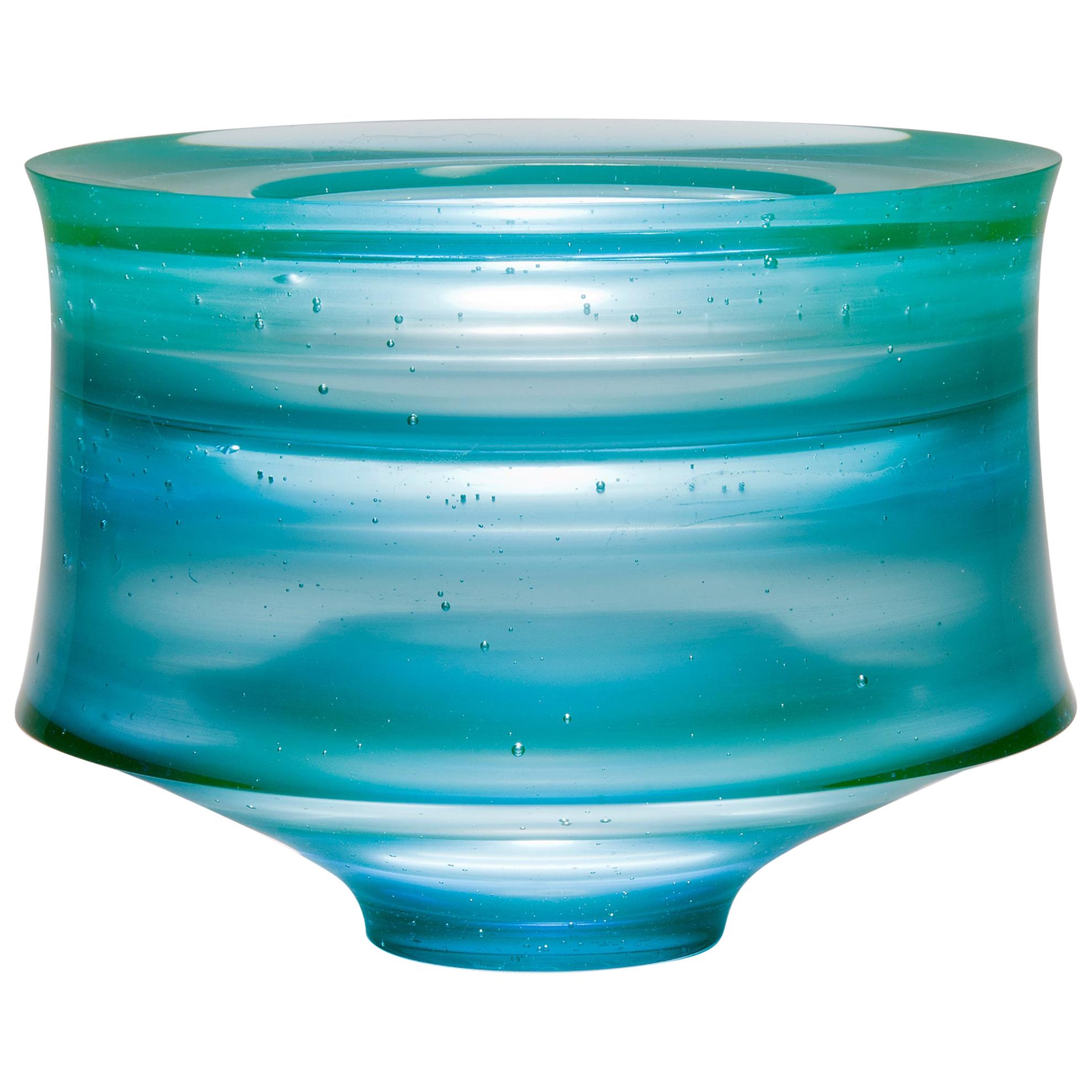 Corymb, a Unique Aqua/Turquoise Glass Art Work and Centrepiece by Paul Stopler