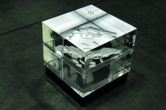 Cosa Nostra Light Sculpture in Acrylic Glass & Leather by Barberini & Gunnell