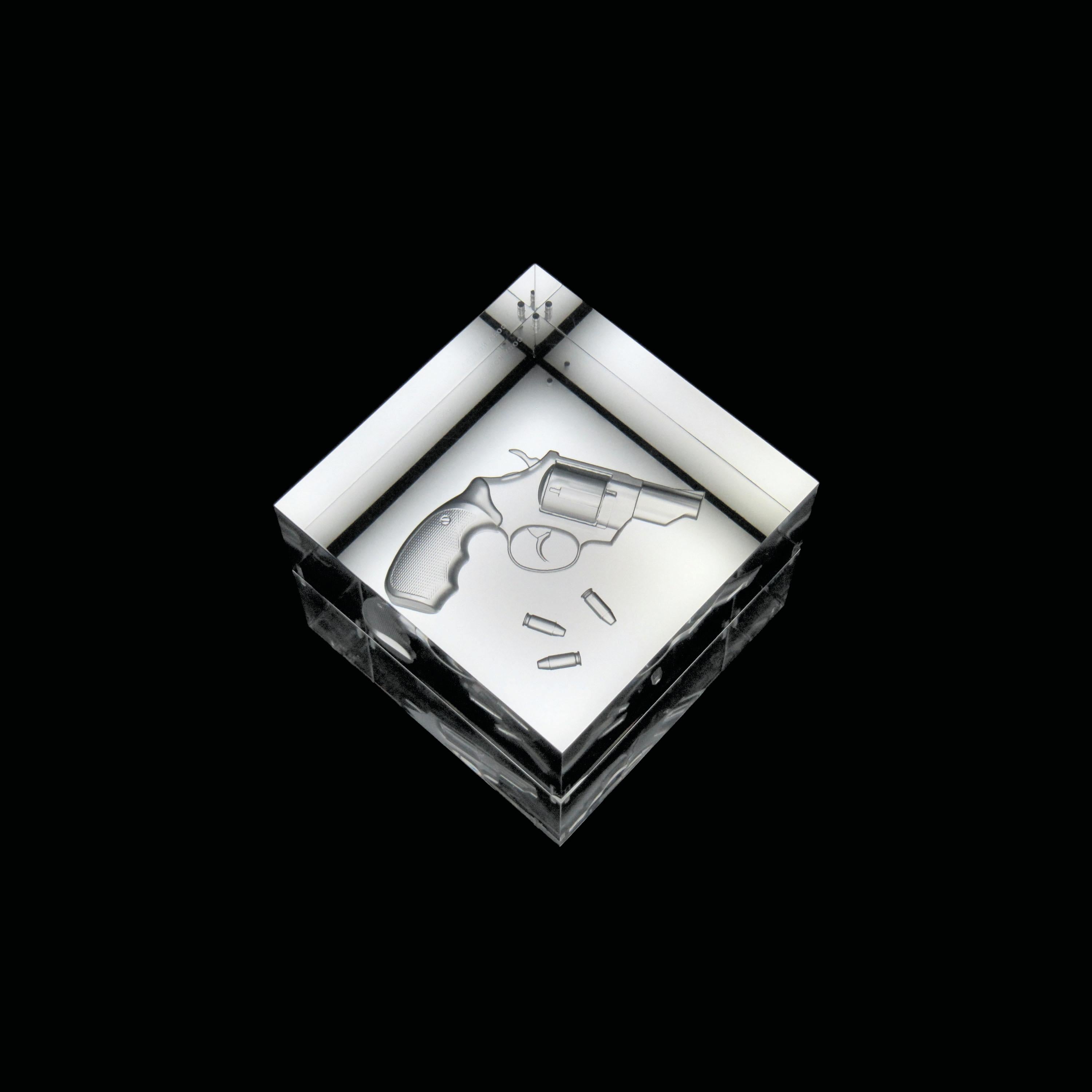 Cosa Nostra Light Sculpture in Acrylic Glass & Leather by Barberini & Gunnell For Sale 1