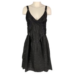 COSA NOSTRA Size 8 Black Purple Silk Blend Wrinkled Sleeveless Dress