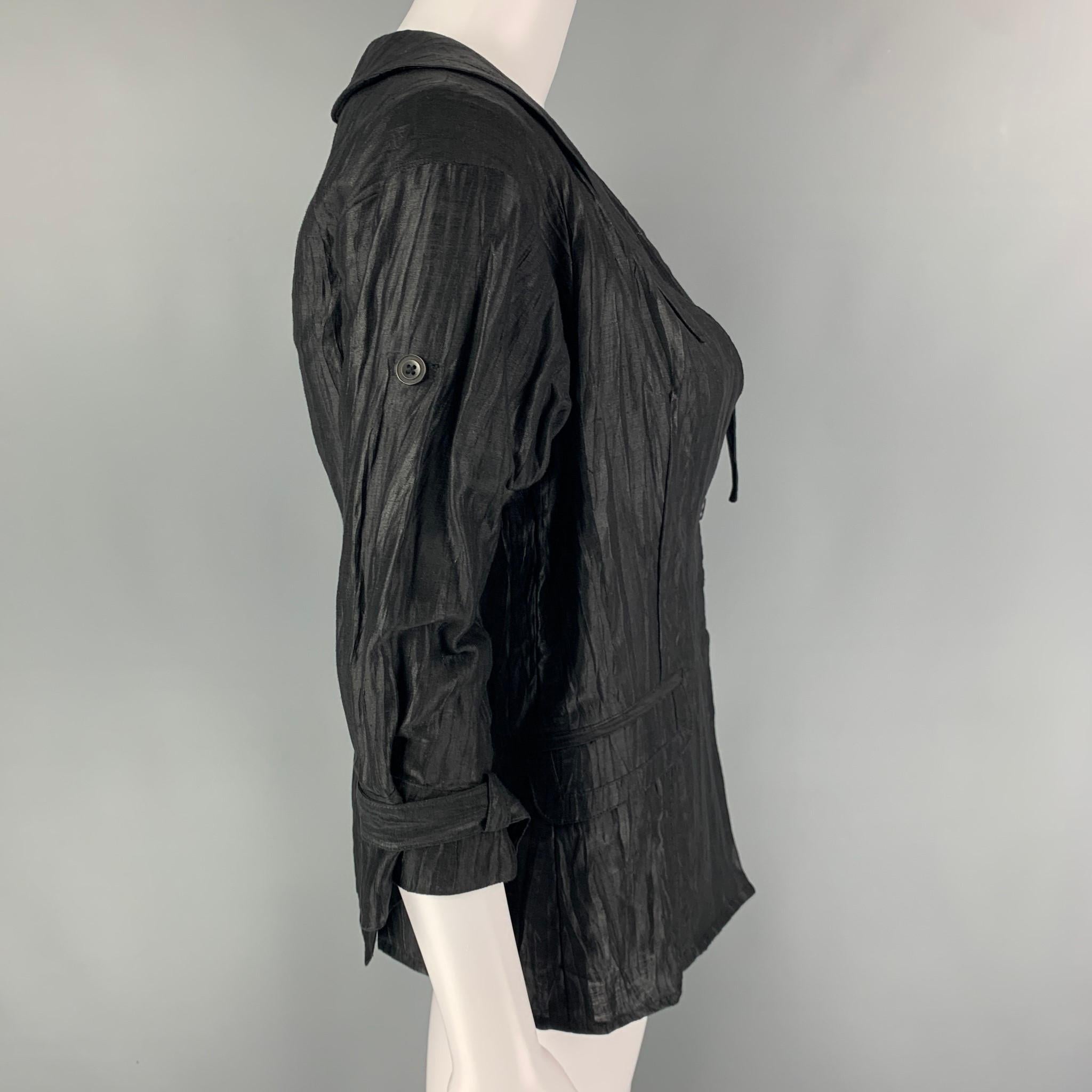 COSA NOSTRA Size M Black Silk Blend Wrinkled Jacket In Good Condition In San Francisco, CA