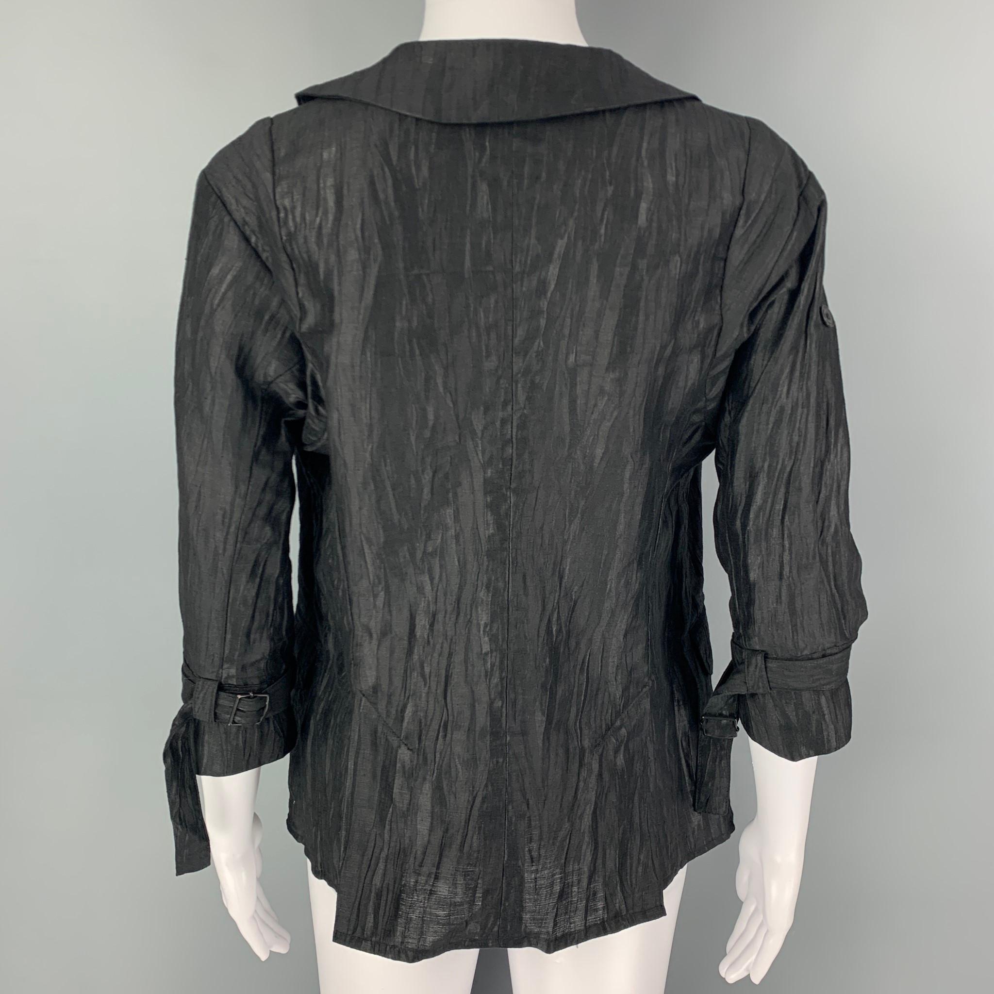 Women's COSA NOSTRA Size M Black Silk Blend Wrinkled Jacket