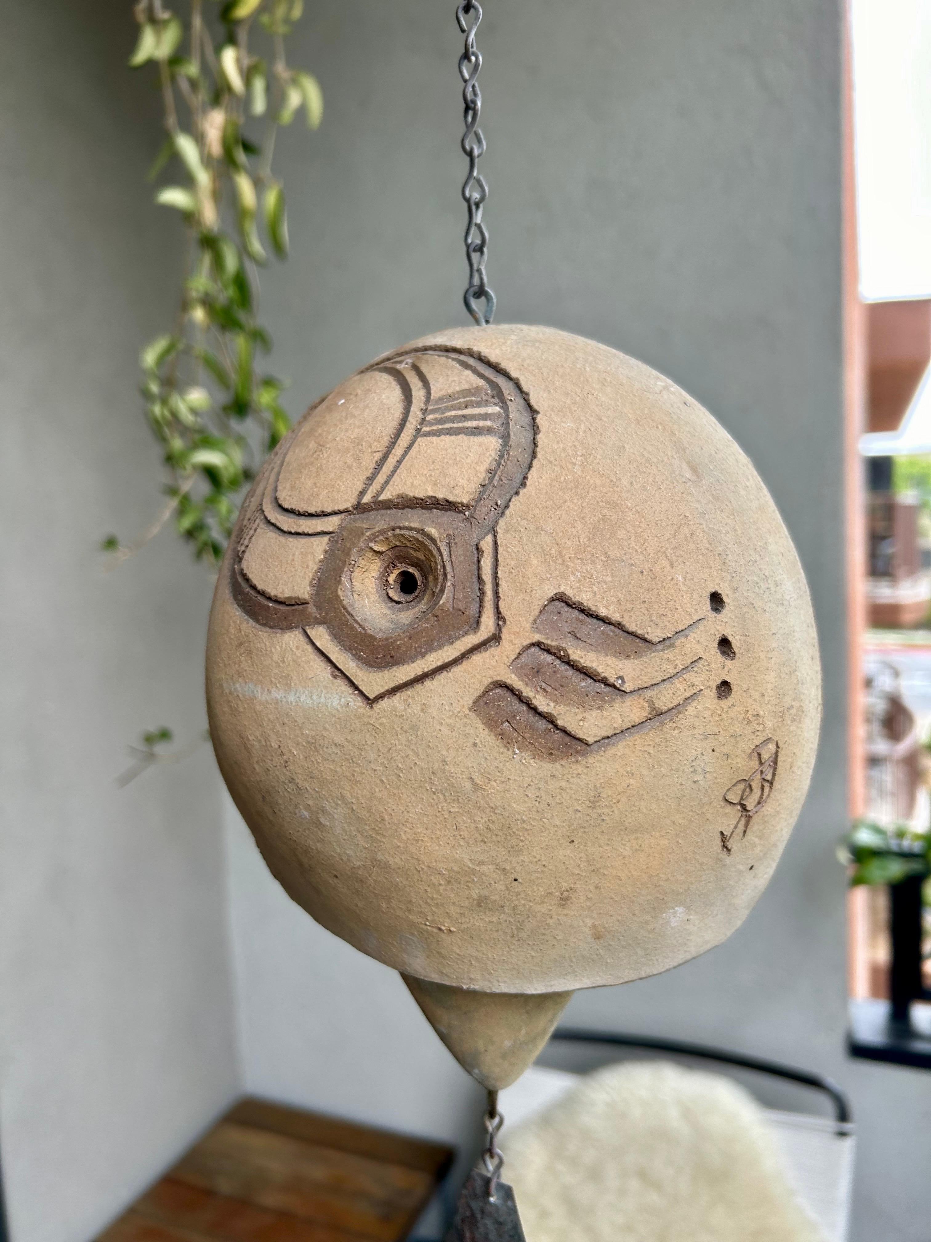 Hand-Carved Cosanti Studio Pottery Bell Paolo Soleri  For Sale