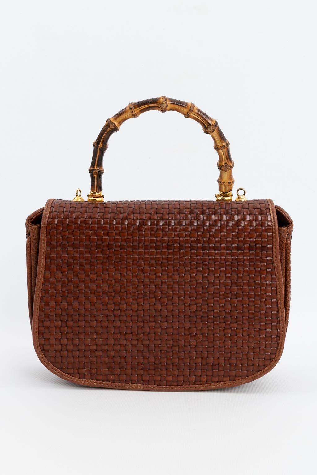 Marrone Borsa Cosci in pelle intrecciata in vendita