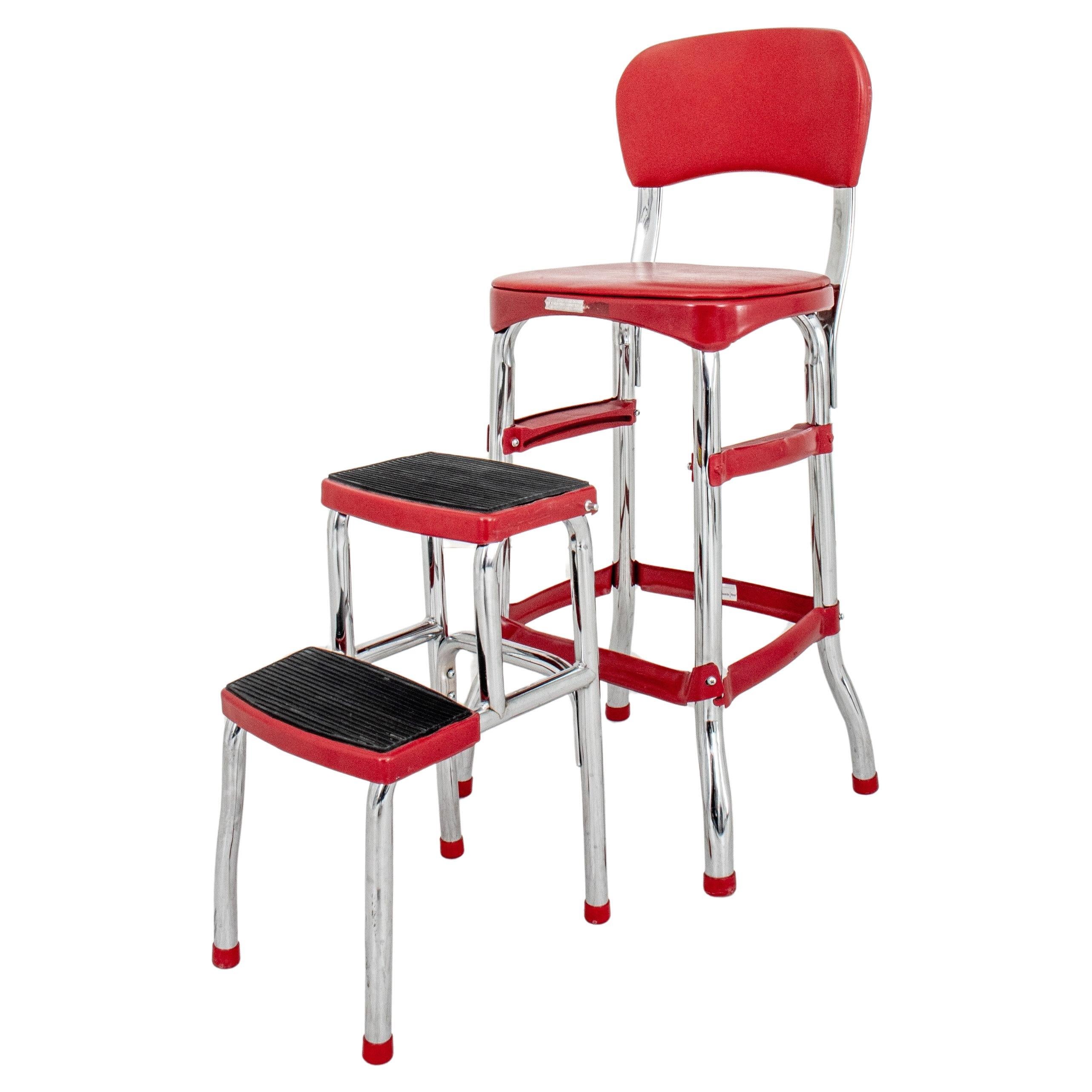 Cosco Retro Red Kitchen Step Chair For Sale