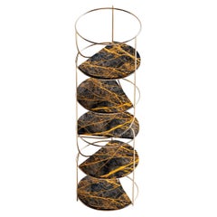Cosette 170 bookshelf in Gold and marble shelves made in Italy by Enrico Girotti