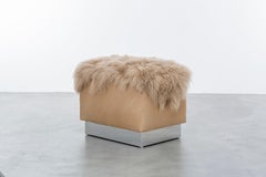 Cosette Ottoman - Leather and Shearling - Custom