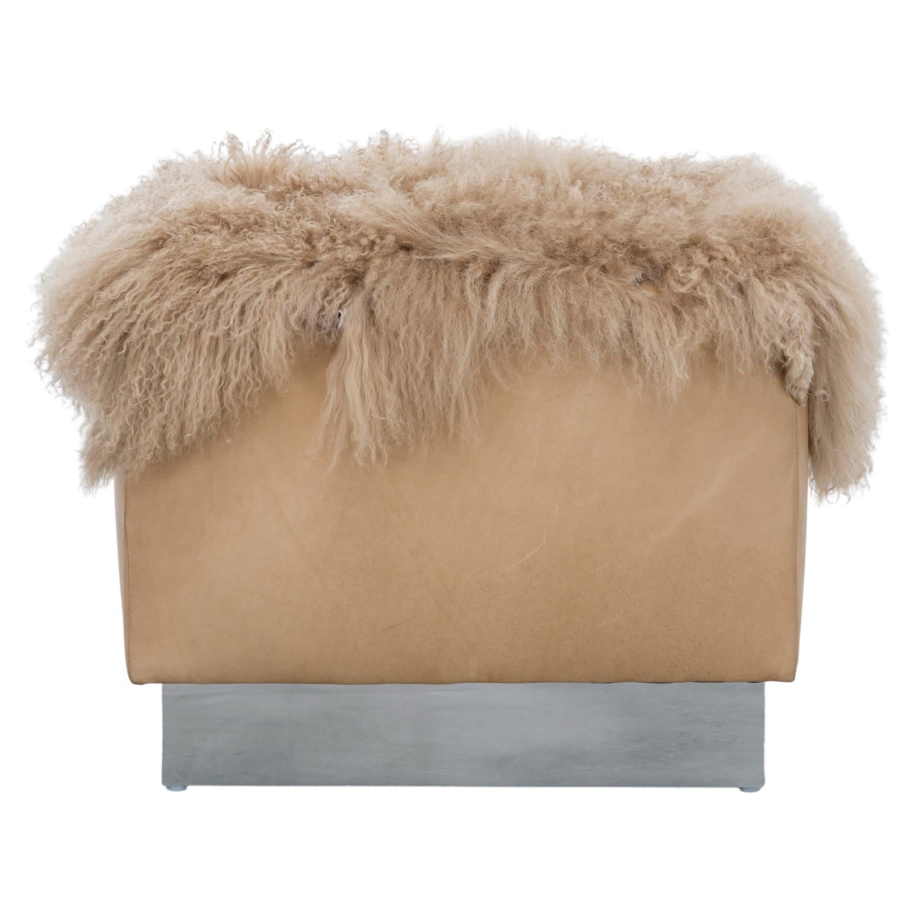 Cosette-Ottomane – Leder und Shearling – maßgefertigt