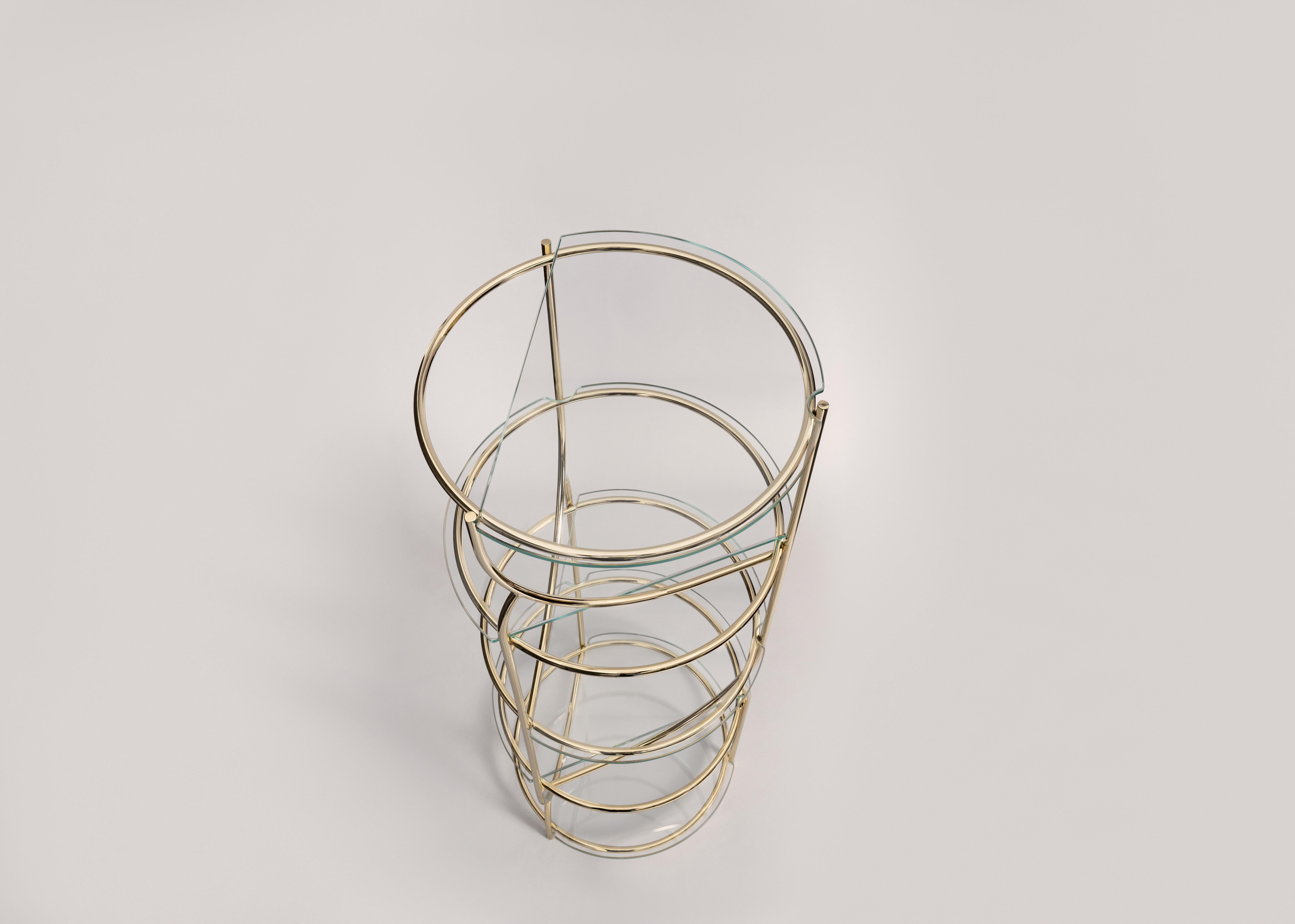 Modern Cosettina Gold, repositionable glass shelves made in Italy by Enrico Girotti For Sale