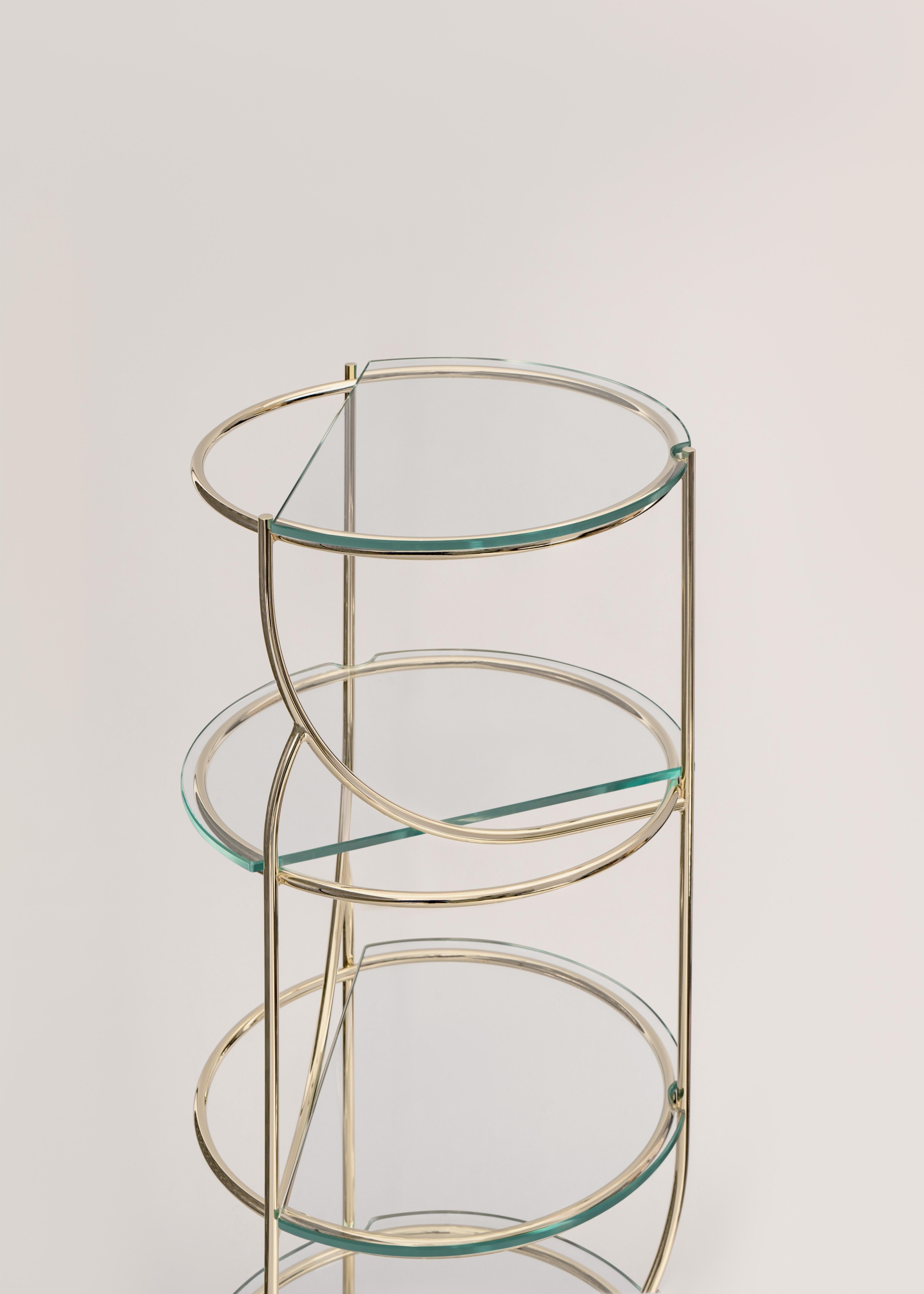 Italian Cosettina Gold, repositionable glass shelves made in Italy by Enrico Girotti For Sale