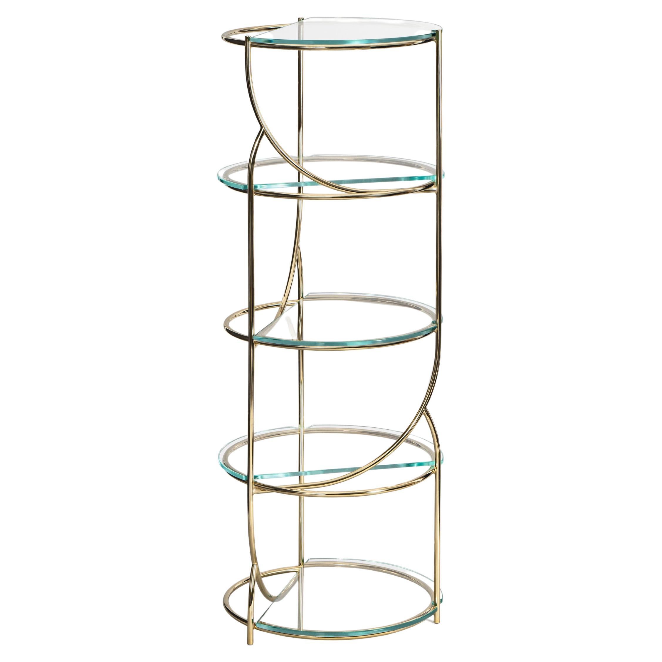 Cosettina Gold, repositionable glass shelves made in Italy by Enrico Girotti For Sale