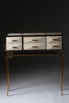 Cosima 7 Console / Storage Unit in Cream Shagreen and Brass by R&Y Augousti