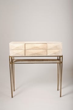 Cosima 8 Console / Storage Unit in Cream Shagreen and Brass by R&Y Augousti