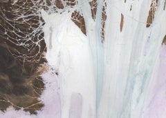 A Forest (series) with horse, painting on print on paper, pink and bronze