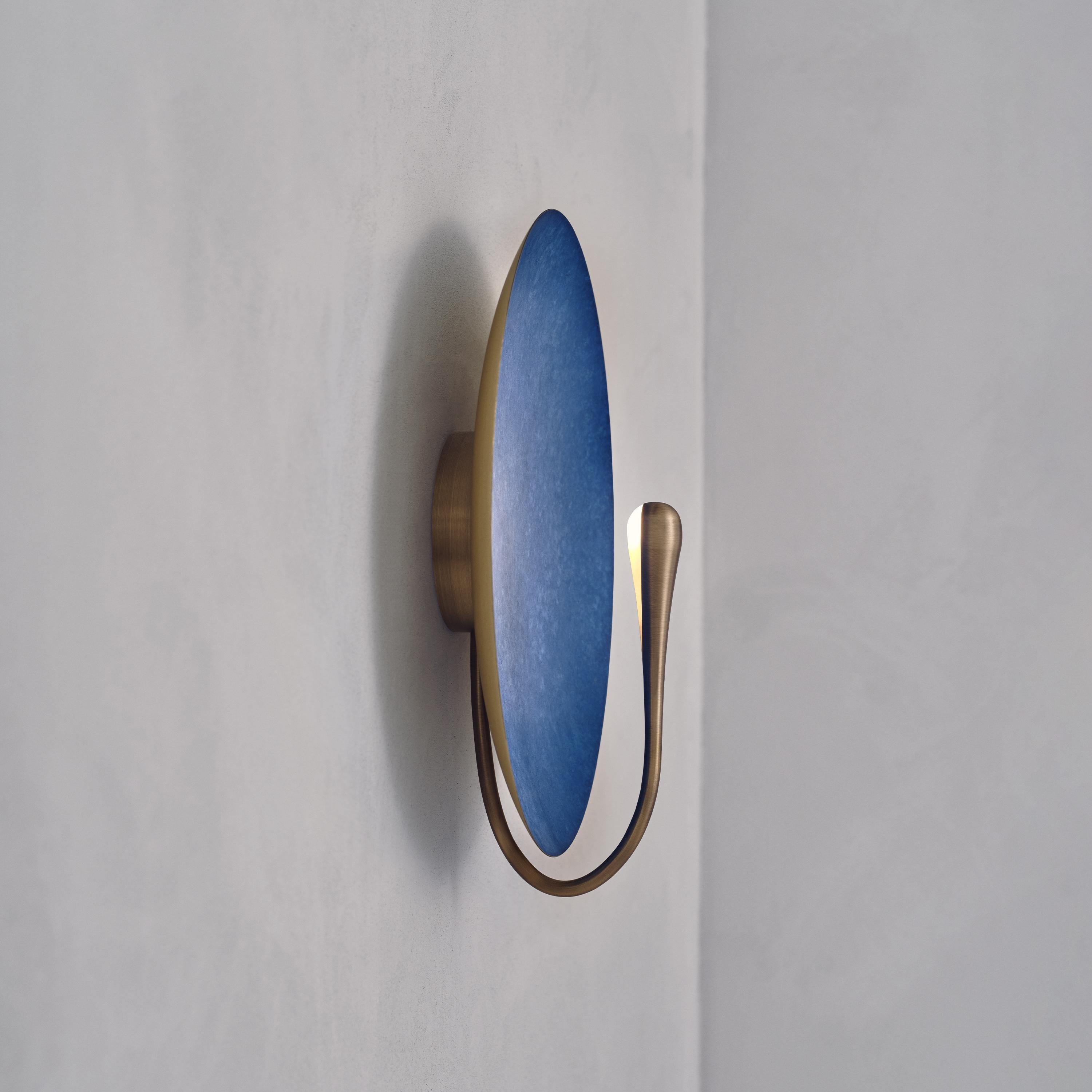 Organic Modern 'Cosmic Azure' Indigo Blue Patina Brass Contemporary Wall Light, Sconce For Sale