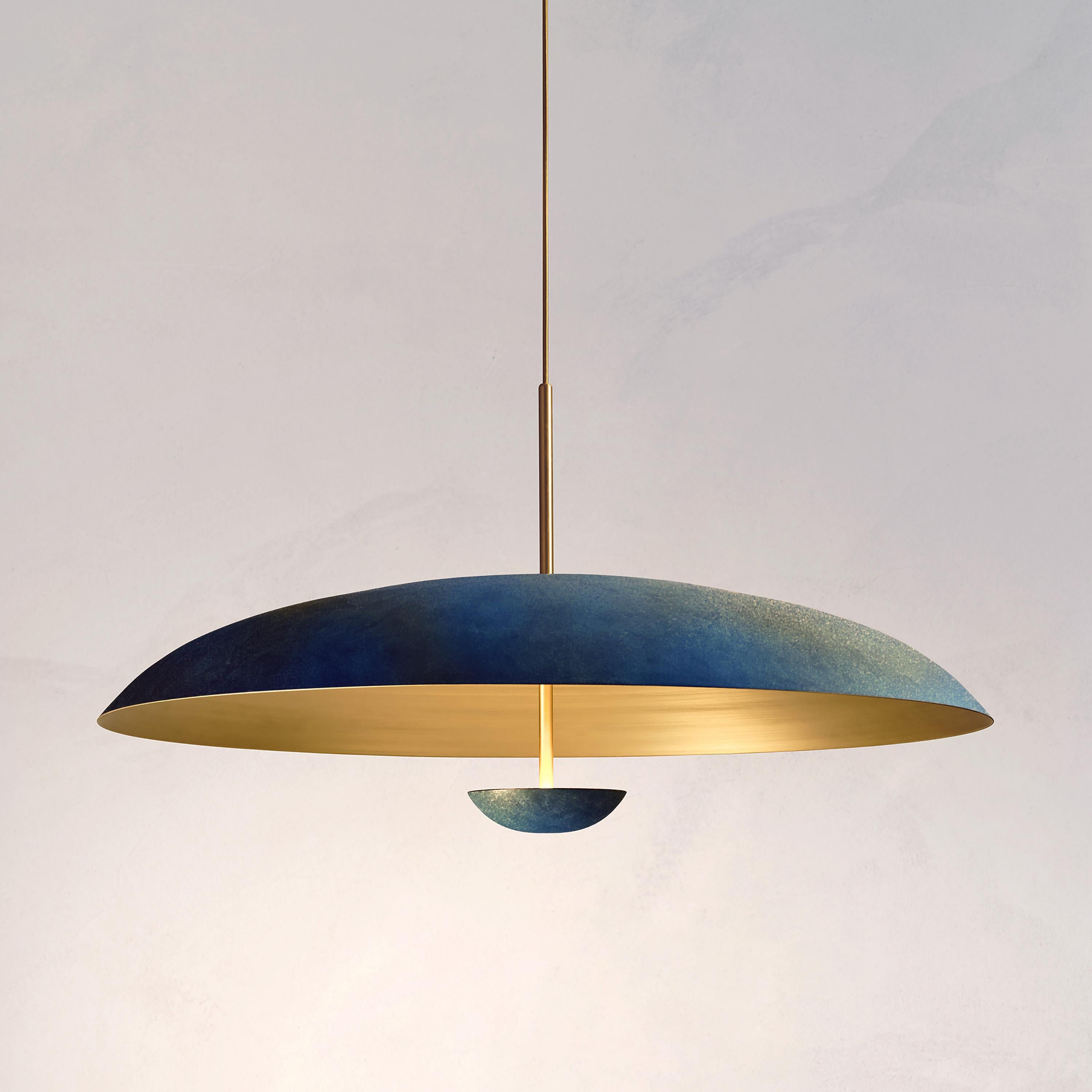Organic Modern Cosmic 'Azure Pendant 100' Handmade Artisan Rust Patinated Brass Ceiling Light For Sale