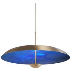 Cosmic 'Azure Pendant 70' Indigo Blue Patina Brass Ceiling Light, Chandelier