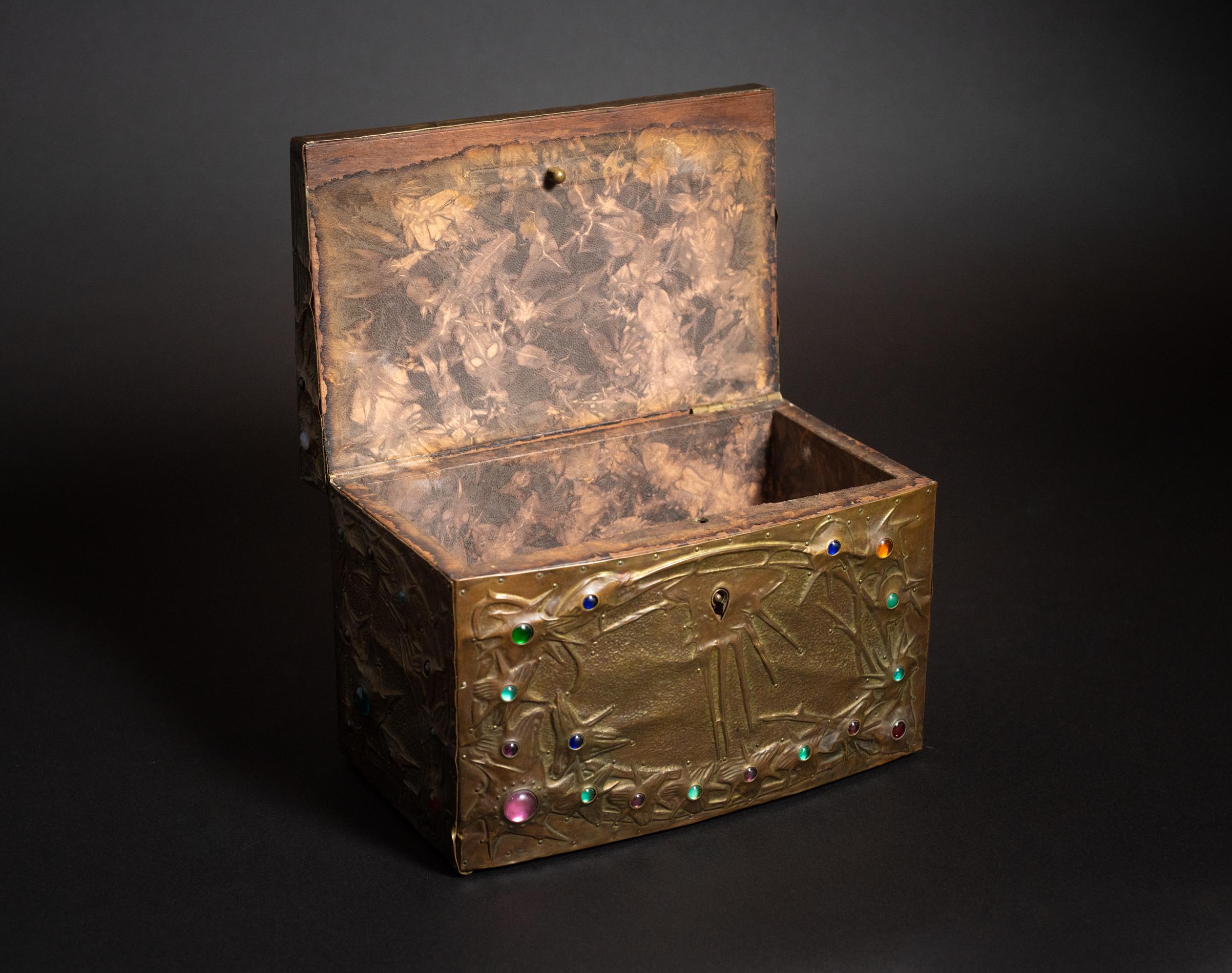French Art Nouveau Cosmic Repoussé Box by Alfred Daguet For Sale