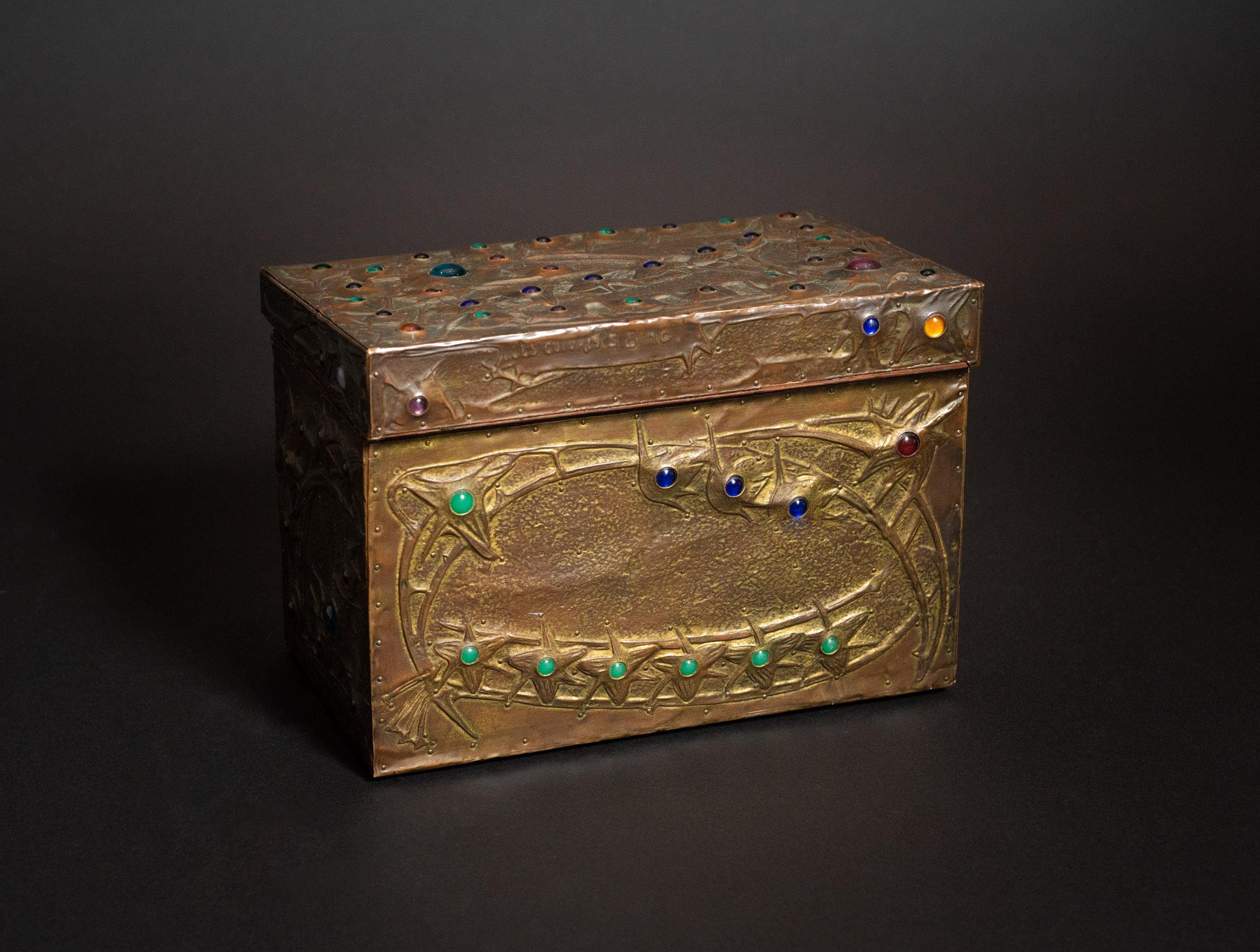 Art Nouveau Cosmic Repoussé Box by Alfred Daguet In Good Condition For Sale In Chicago, US