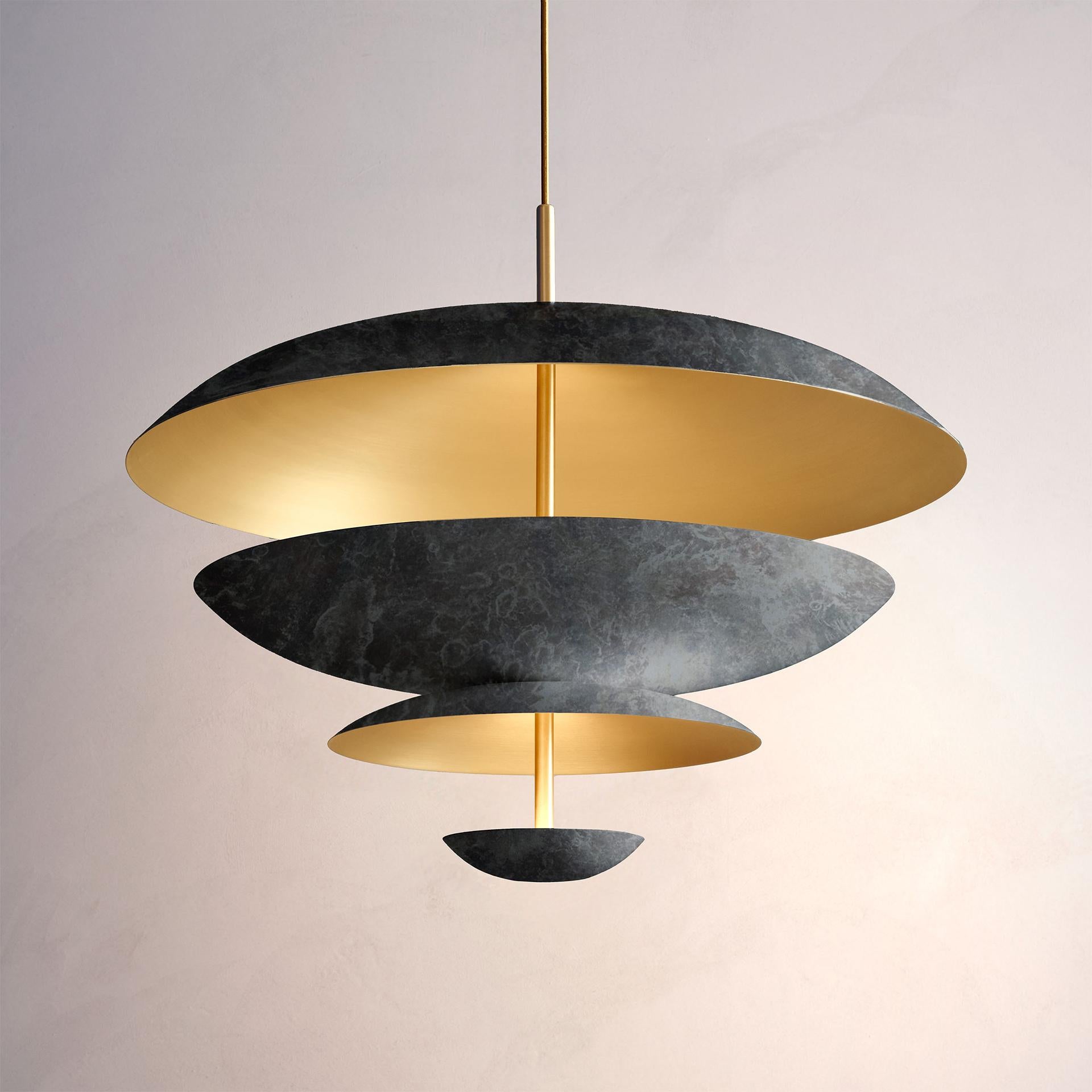 Organic Modern 'Cosmic Callisto Chandelier 70' Handmade Callisto Patinated Brass Ceiling Lamp For Sale