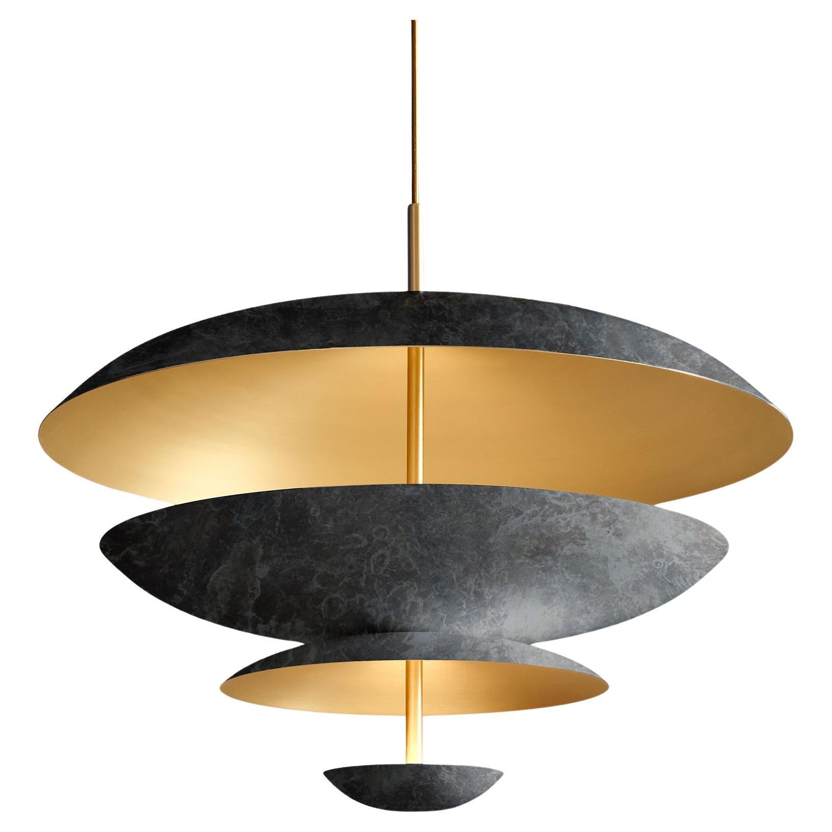 'Cosmic Callisto Chandelier 70' Handmade Callisto Patinated Brass Ceiling Lamp For Sale