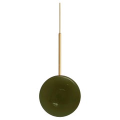 Cosmic 'Comet Pendant Olive' Handmade Olive Lacquered Brass Ceiling Light