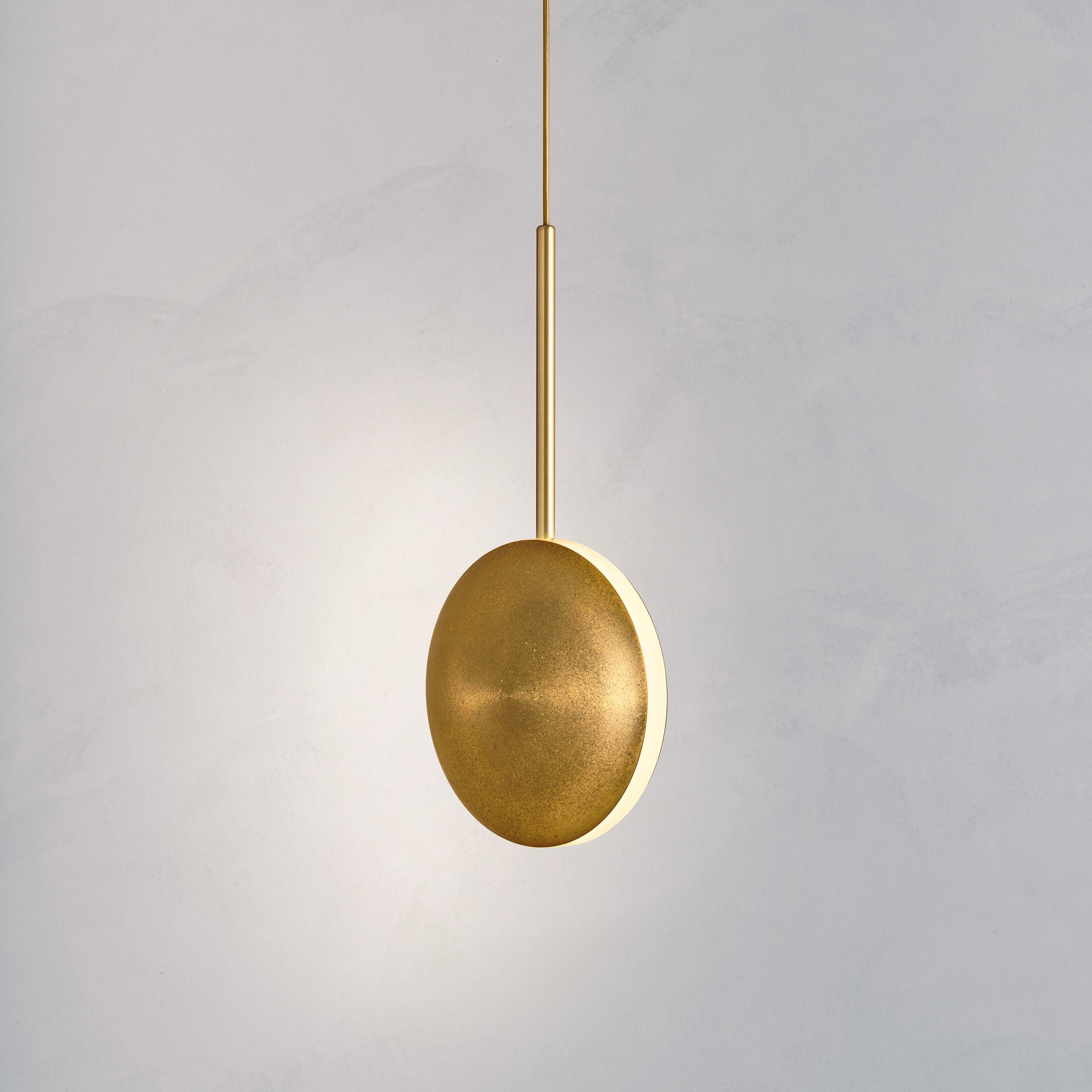Organic Modern Cosmic 'Comet Pendant Oxidium' Handmade Oxidised Patinated Brass Ceiling Pendant For Sale