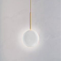 Cosmic 'Comet Pendant Purion' Handmade White Piano Lacquered Brass Ceiling Light