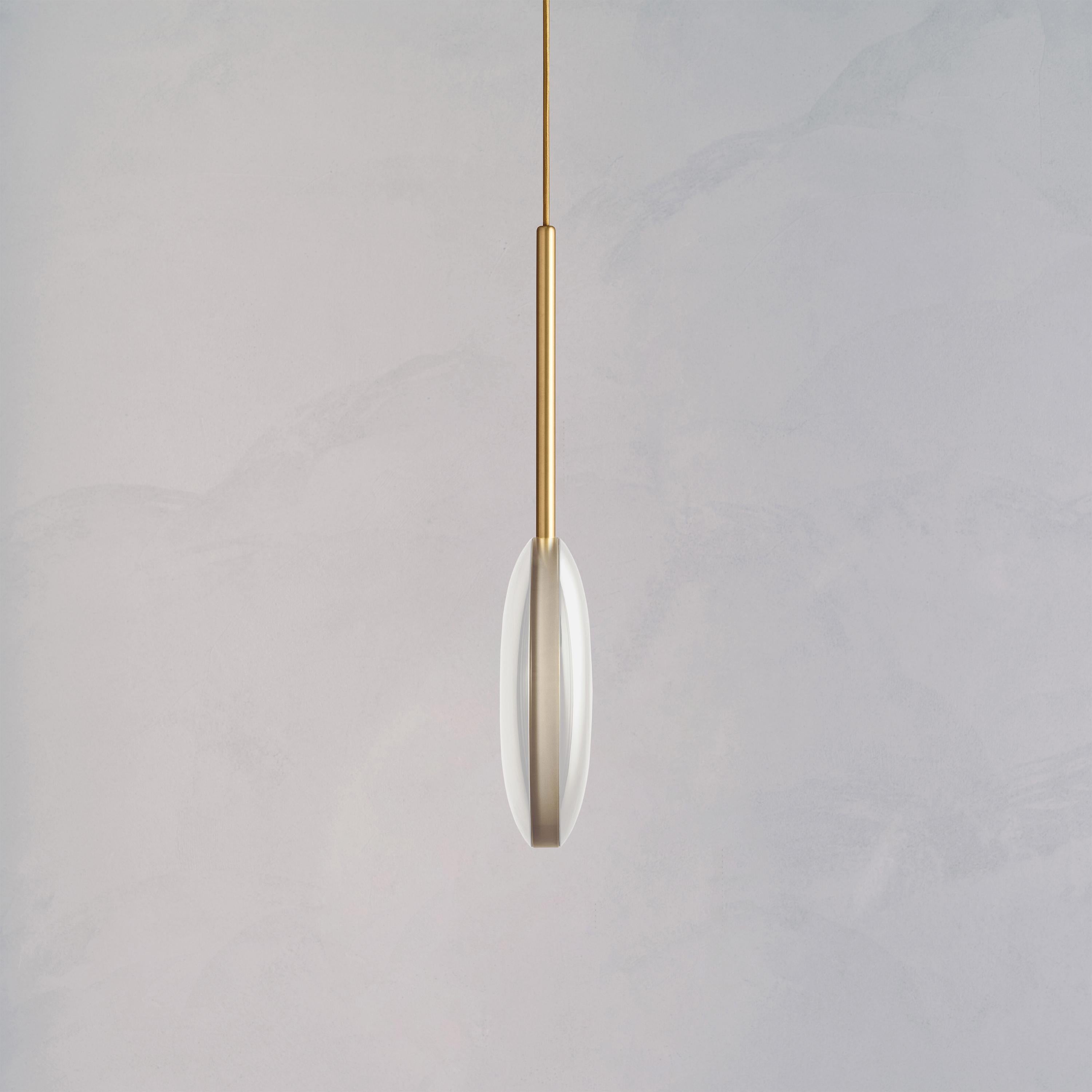 Contemporary Cosmic 'Comet Pendant Purion' Handmade White Piano Lacquered Brass Ceiling Light For Sale