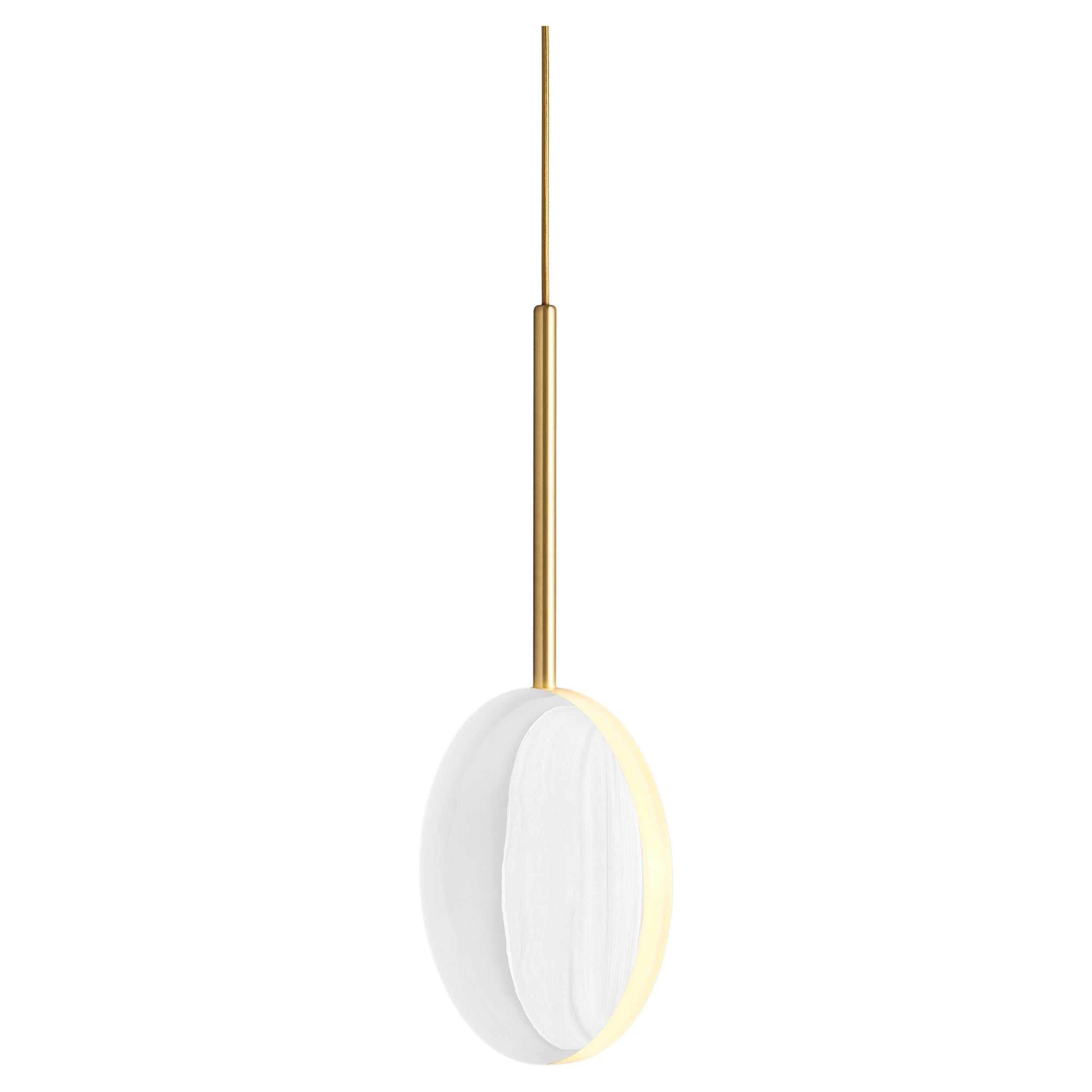 Cosmic 'Comet Pendant Purion' Handmade White Piano Lacquered Brass Ceiling Light For Sale