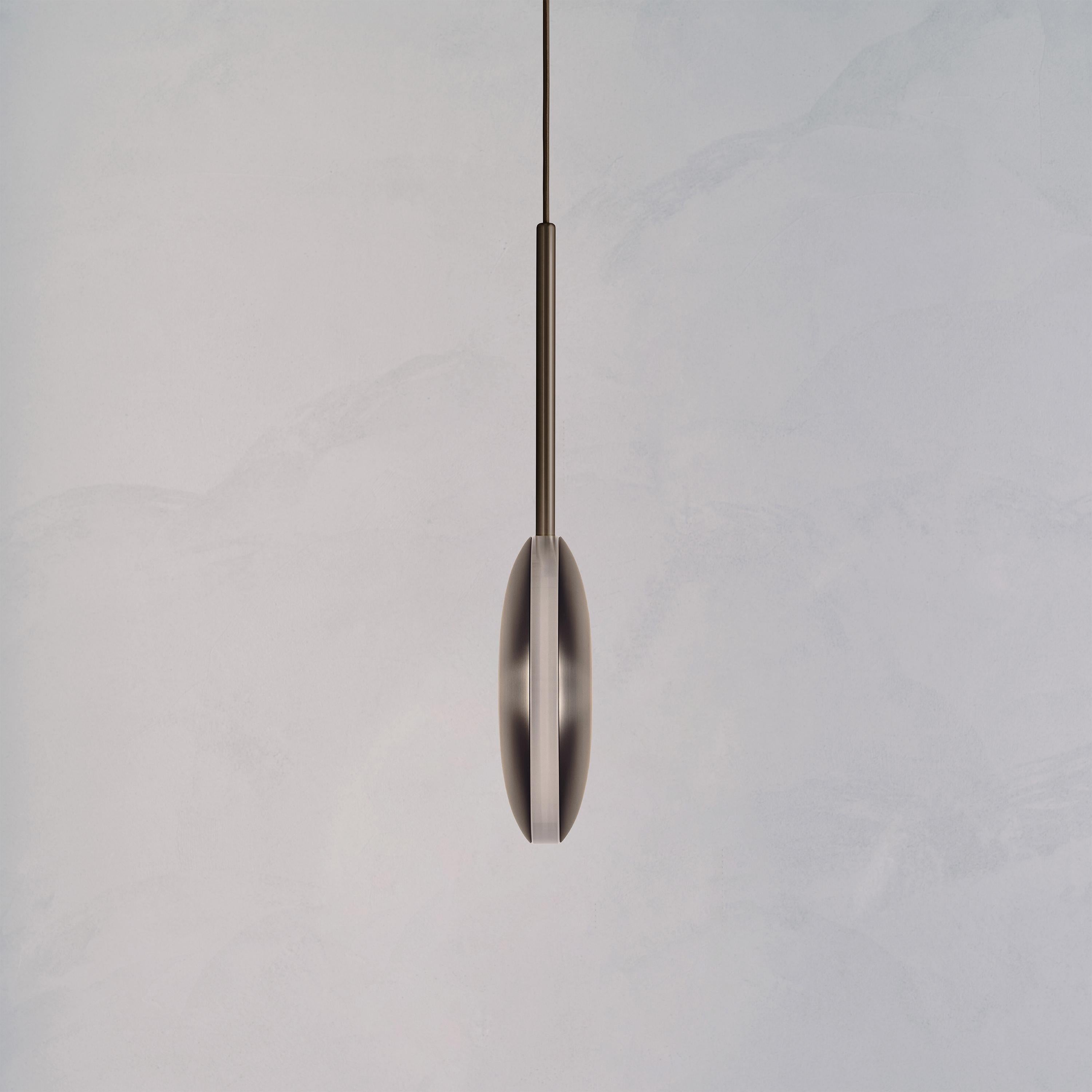 Cosmic 'Comet Pendant Regolith' Handmade Dark Bronzed Black Brass Ceiling Light In New Condition For Sale In London, England