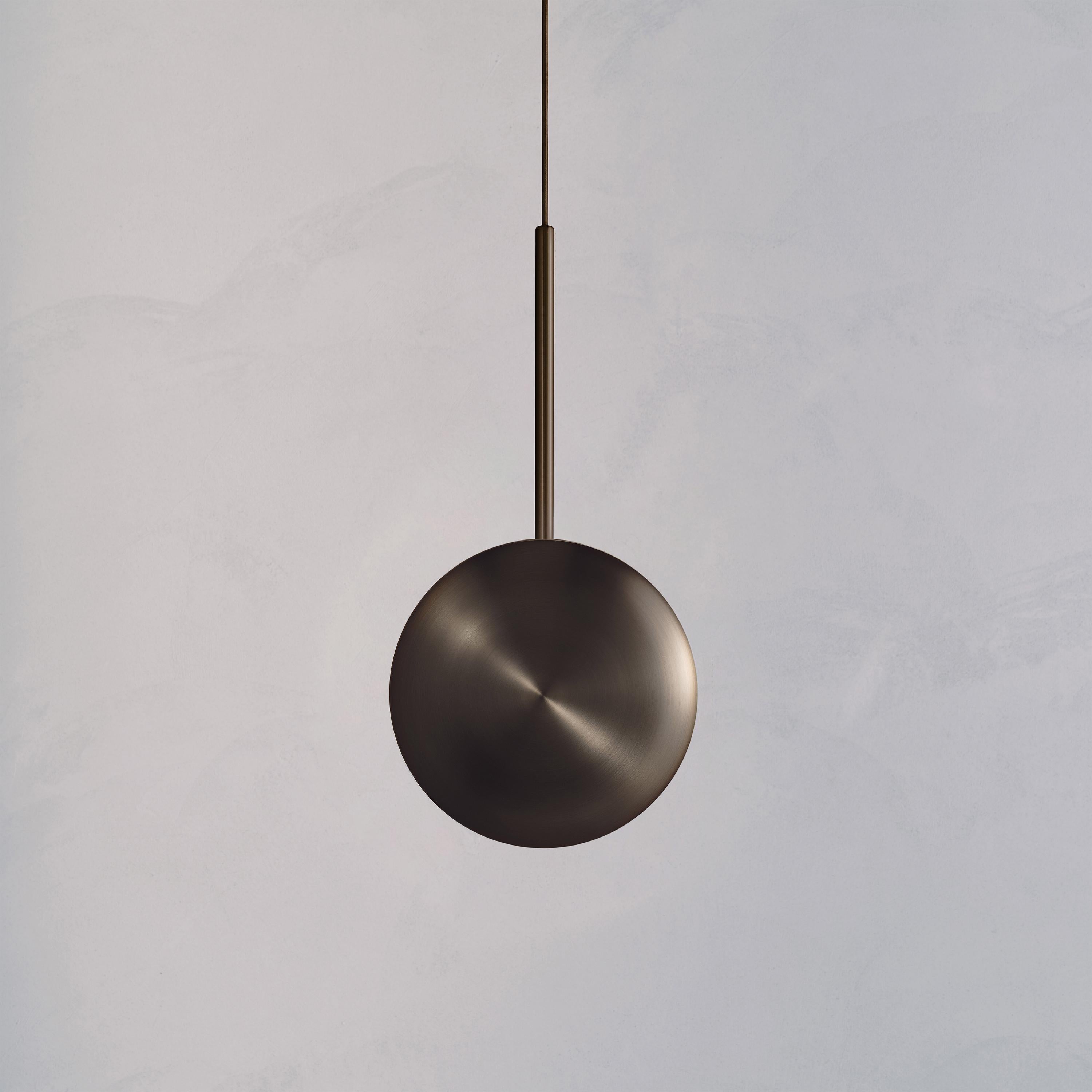 Organic Modern Cosmic 'Comet Pendant Regolith' Handmade Dark Bronzed Black Brass Ceiling Light For Sale