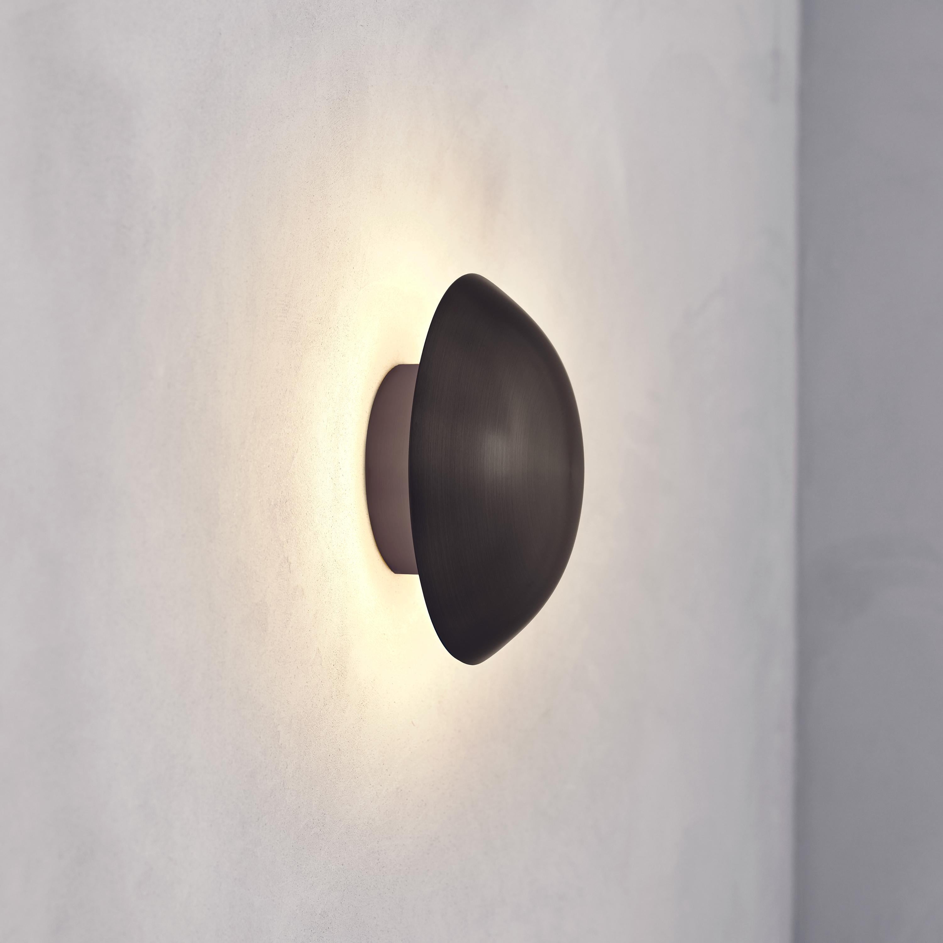 British 'Cosmic Comet Regolith 26' Handmade Dark Bronze Patinated Brass Wall Light For Sale