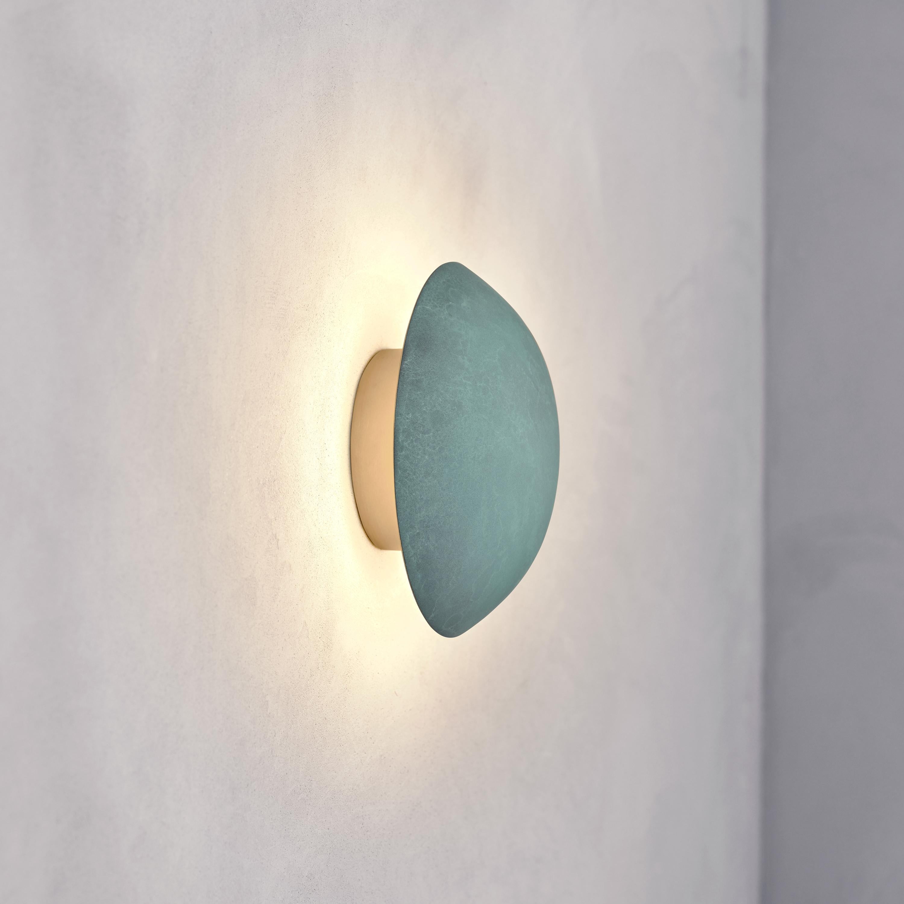 Contemporary Cosmic 'Comet Verdigris 20' Handmade Verdigris Patinated Brass Wall Light Sconce For Sale