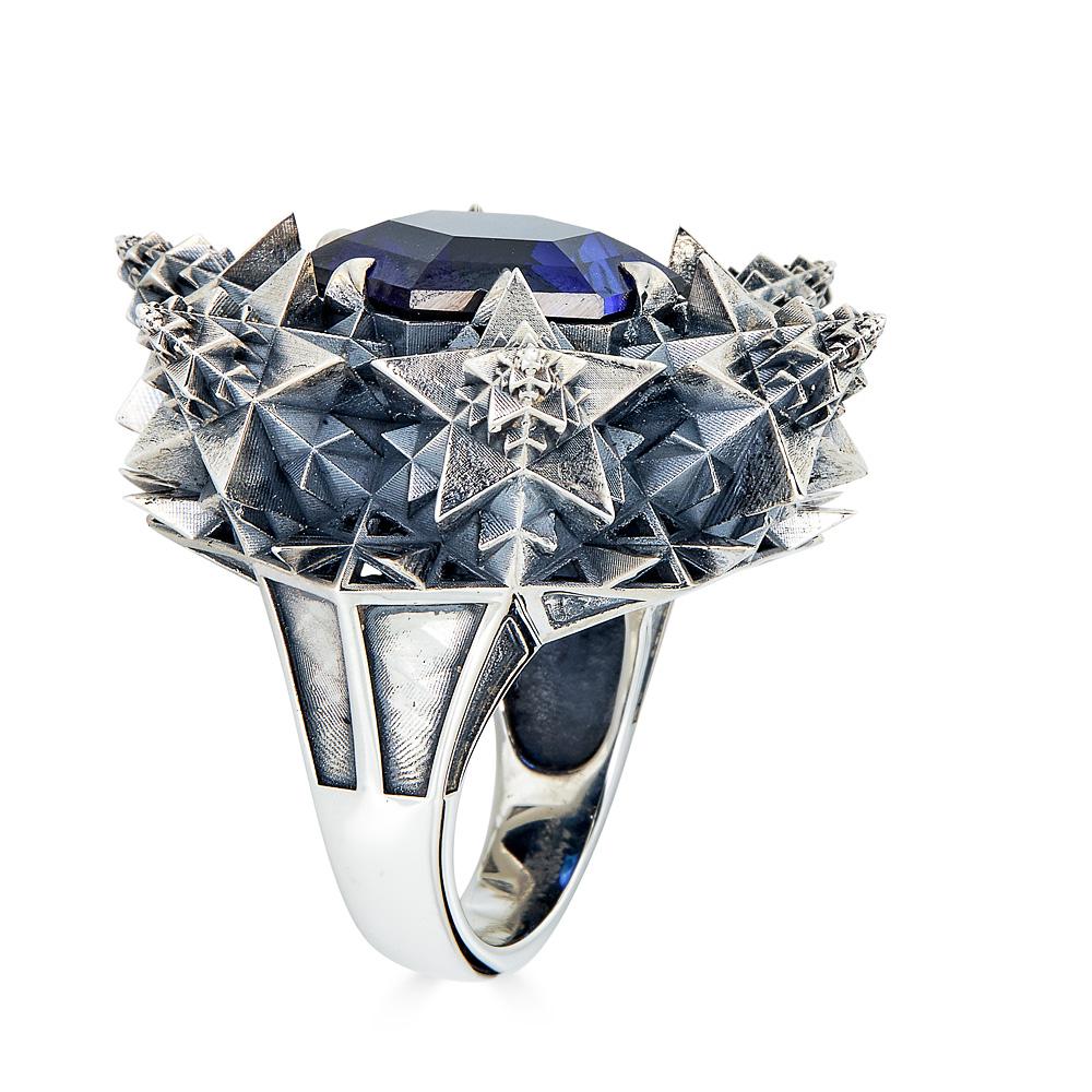 This limited edition, Cosmic Creation Ring is inspired by the patterns in the cosmos. Using the Thoscene platform developed by John Brevard, this piece is designed based on astrological systems and sacred geometry to match the patterns of the