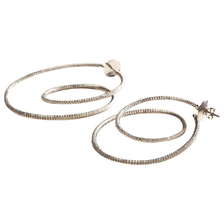 Cosmic Dance Double Hoops in 18 Karat White Gold and Diamonds For Sale ...