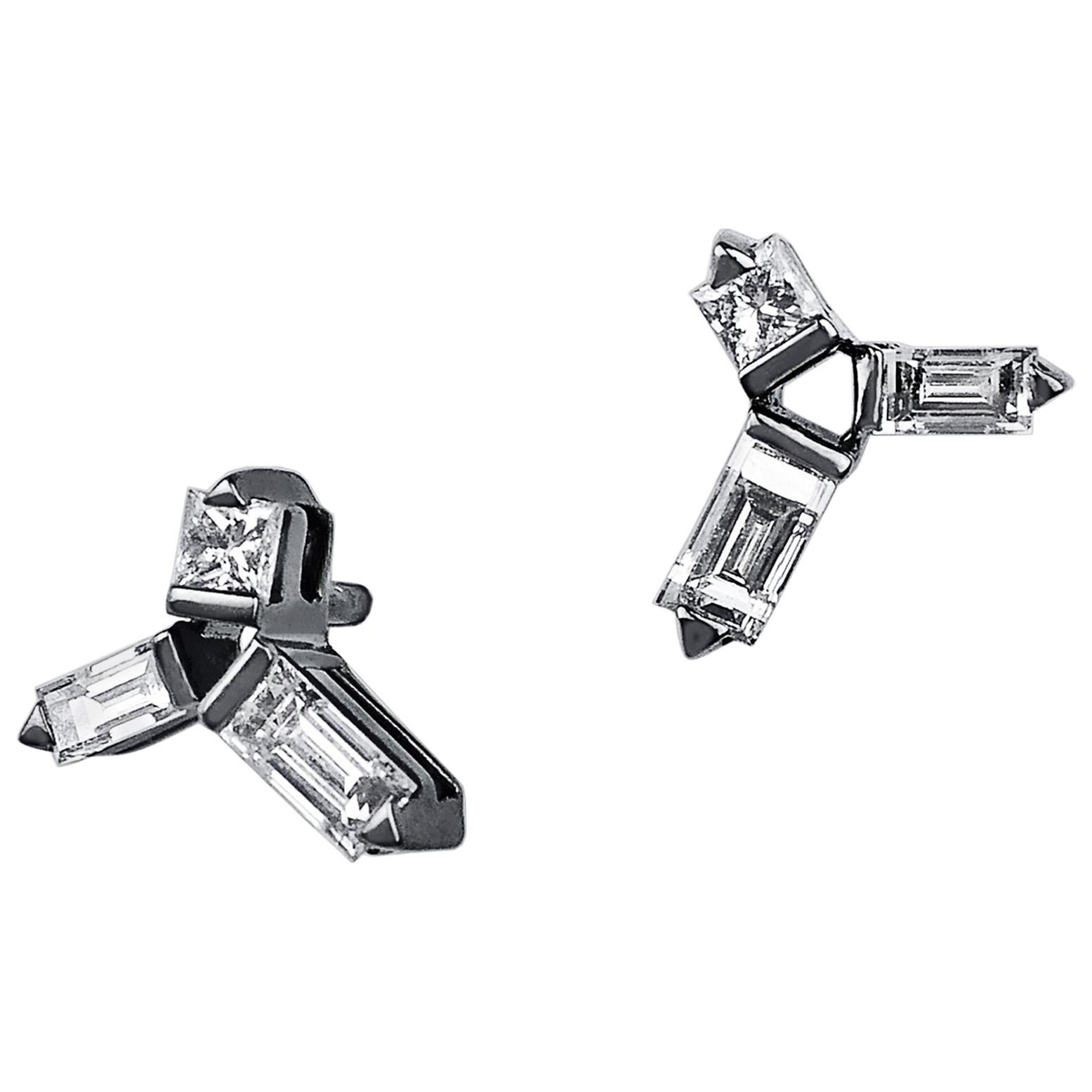 Cosmic Diamond Helix Stud Earrings For Sale