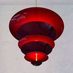'Cosmic Maroon Chandelier XL 100' Lacquered Brass Ceiling Pendant