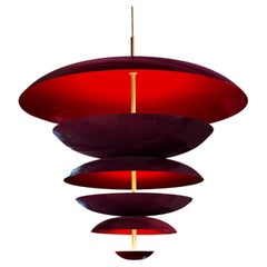 'Cosmic Maroon Chandelier XL 100' Lacquered Brass Ceiling Pendant