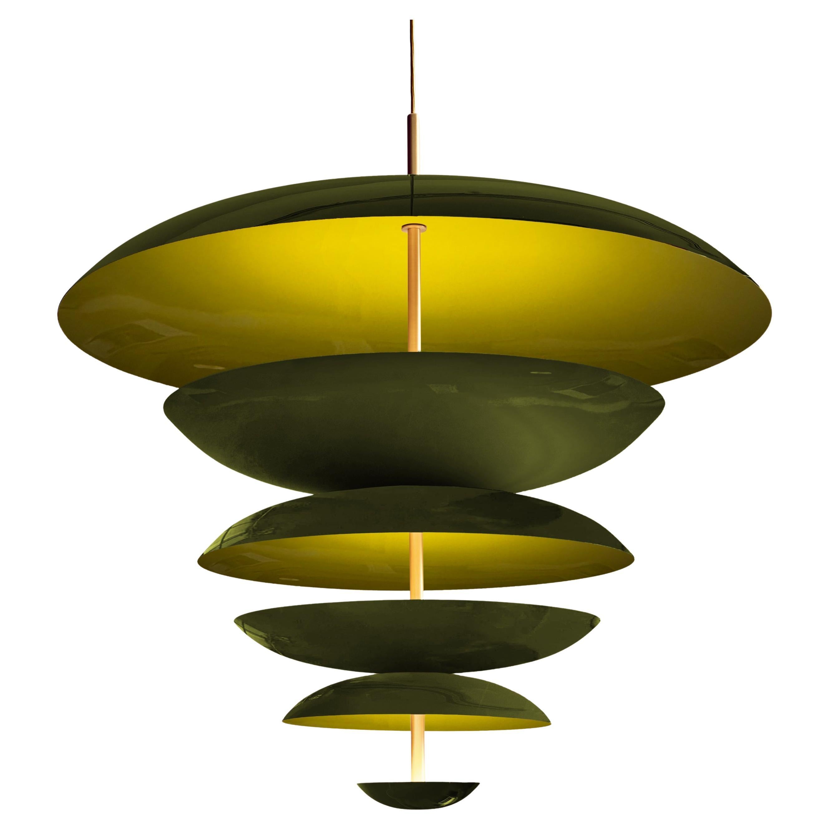 'Cosmic Olive Chandelier XL 70' Lacquered Brass Ceiling Pendant