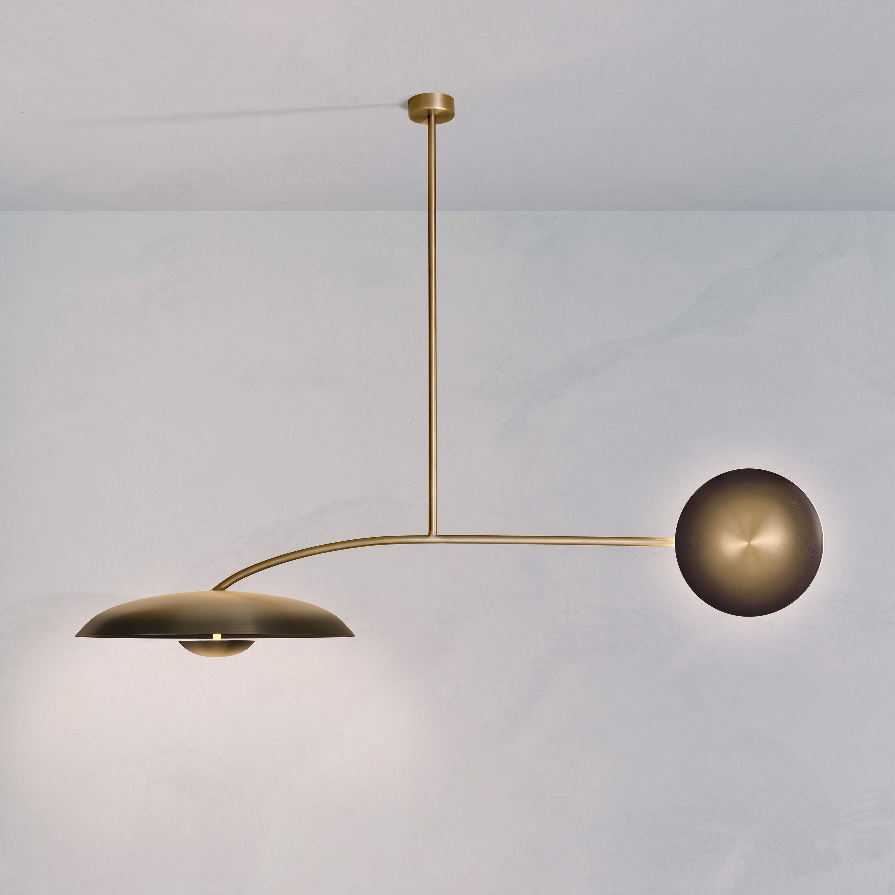 Organic Modern 'Cosmic Orbit Solo Ore' Bronze Gradient Patinated Brass Ceiling Light Chandelier For Sale