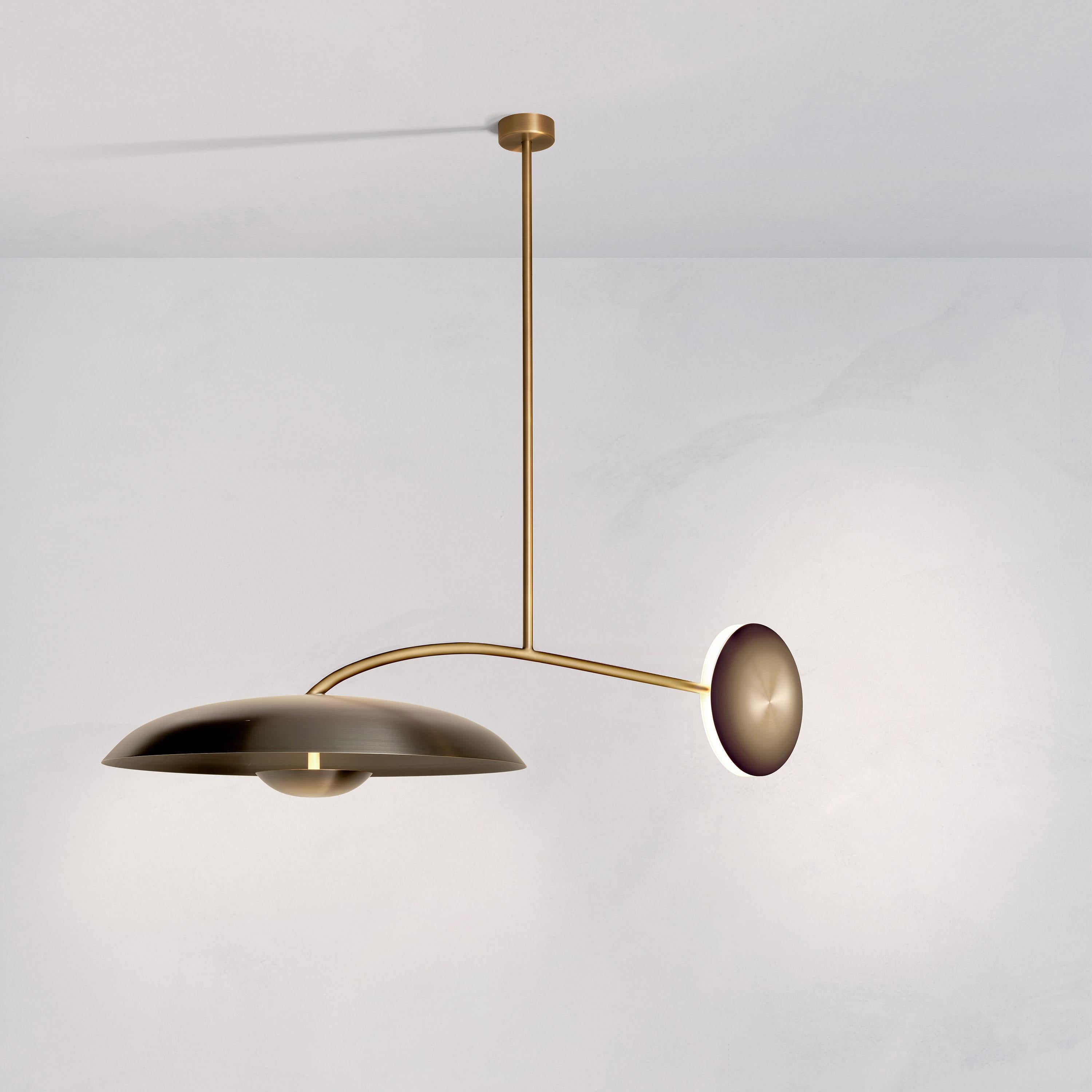English 'Cosmic Orbit Solo Ore' Bronze Gradient Patinated Brass Ceiling Light Chandelier For Sale