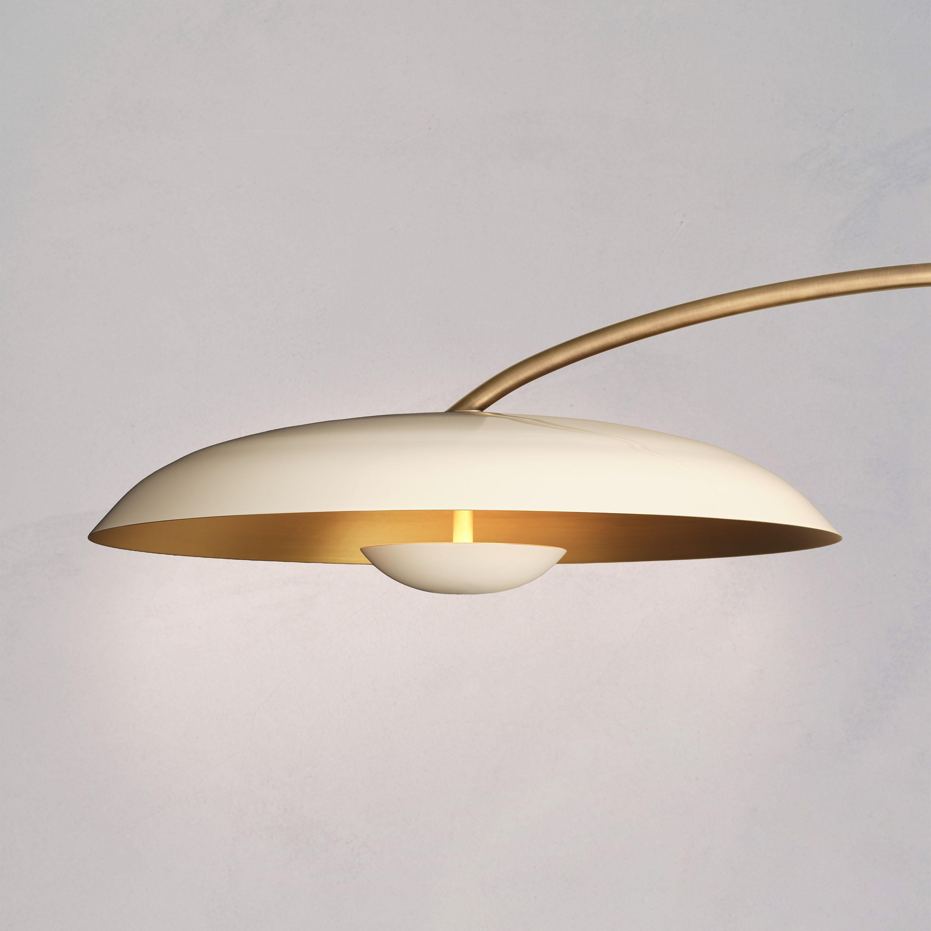 English 'Cosmic Orbit Solo Purion' Handmade Gloss White Lacquered Brass Ceiling Light For Sale