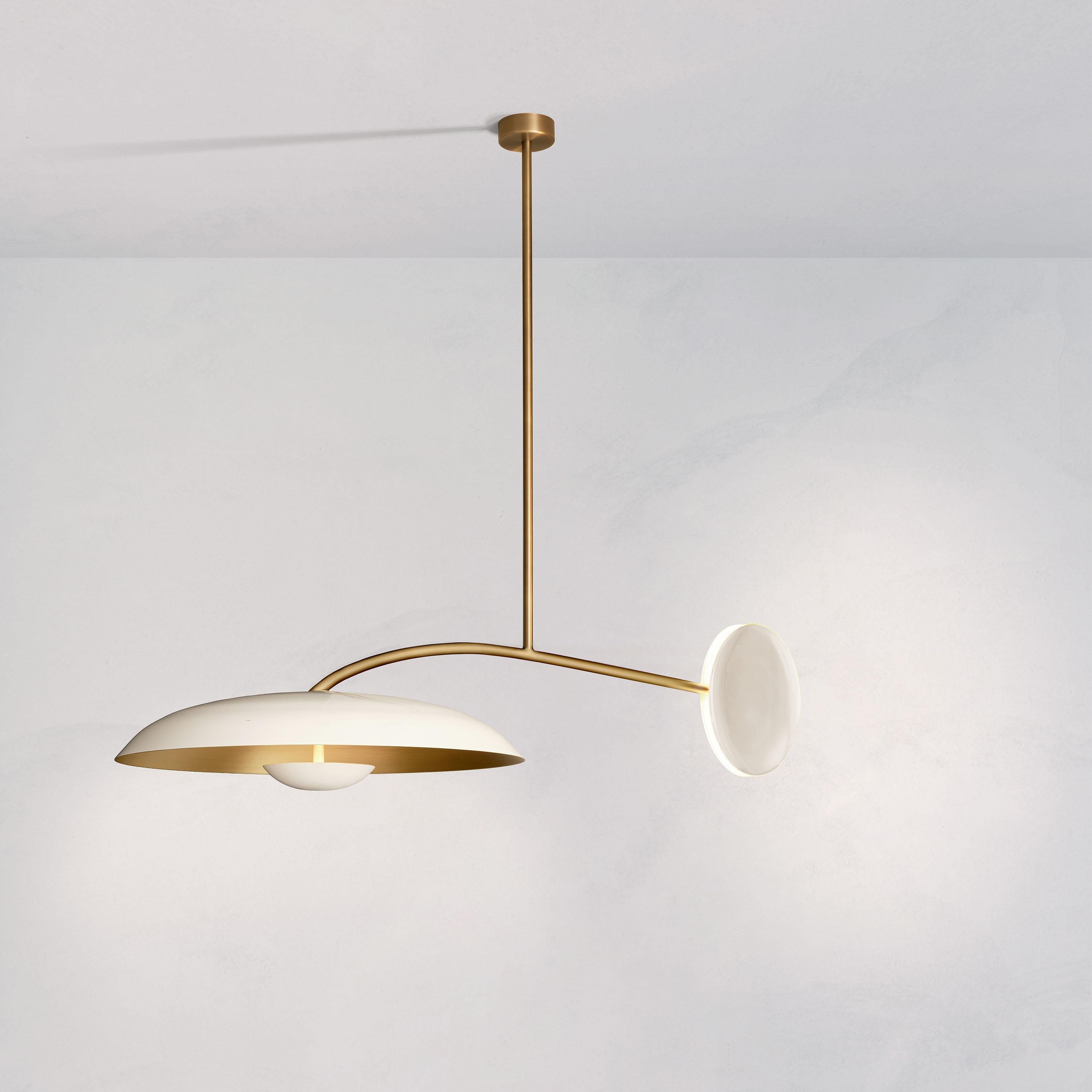 Organic Modern 'Cosmic Orbit Solo Purion' Handmade Gloss White Lacquered Brass Ceiling Light For Sale