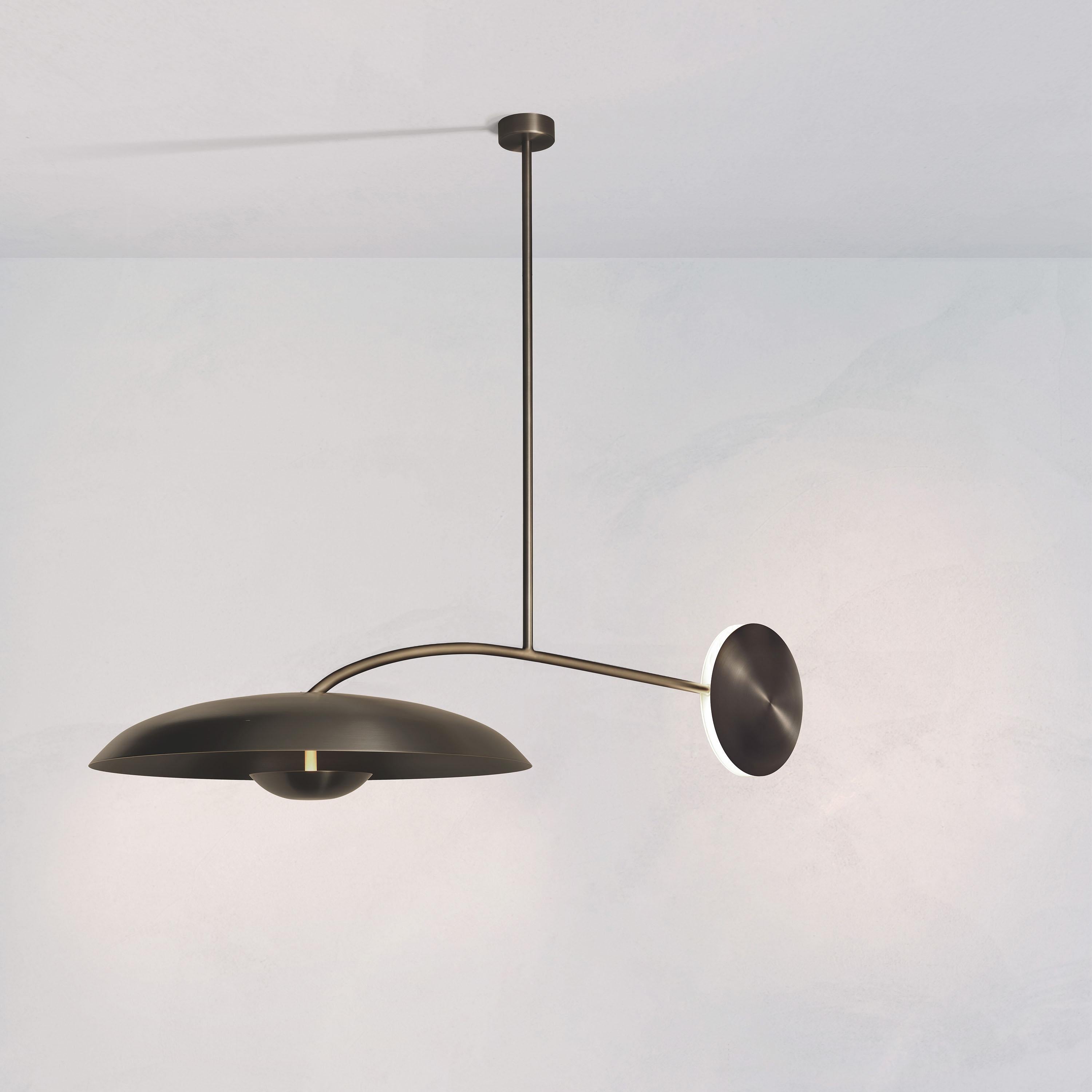 Organic Modern 'Cosmic Orbit Solo Regolith' Handmade Dark Bronze Patinated Brass Ceiling Light For Sale