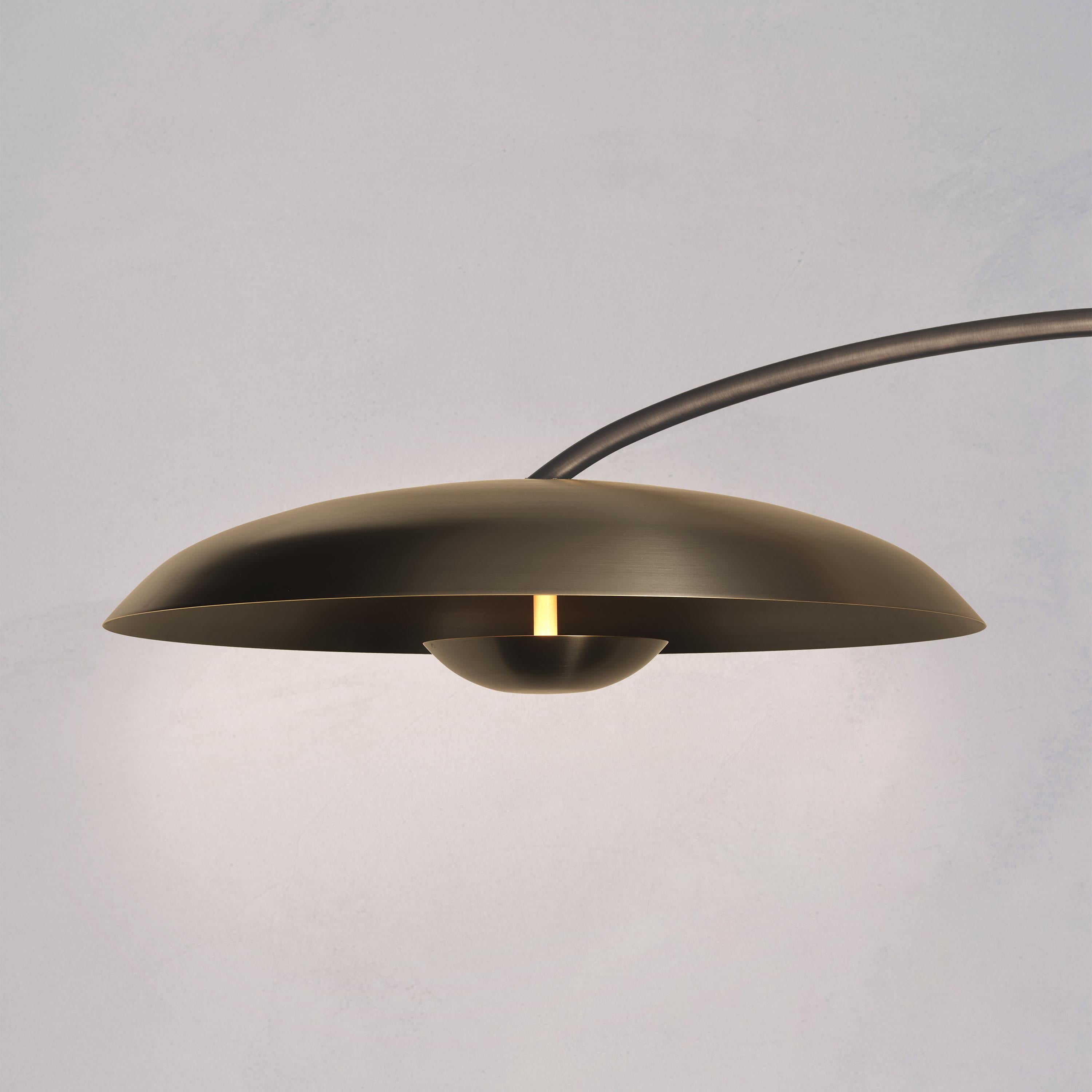 English 'Cosmic Orbit Solo Regolith' Handmade Dark Bronze Patinated Brass Ceiling Light For Sale