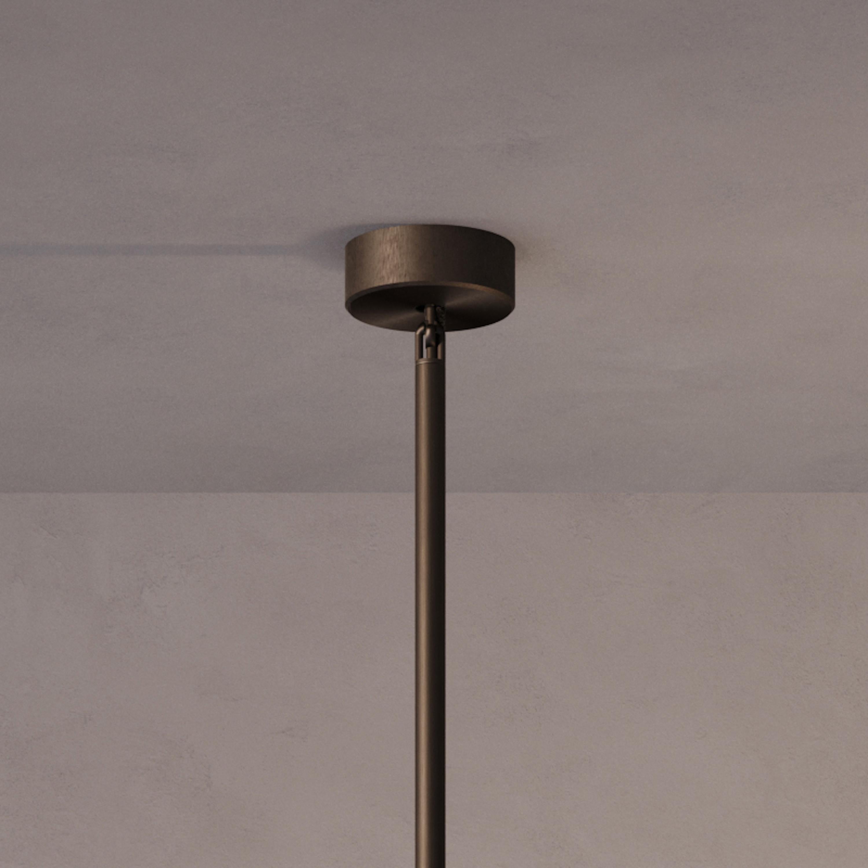 Contemporary 'Cosmic Orbit Solo Regolith' Handmade Dark Bronze Patinated Brass Ceiling Light For Sale