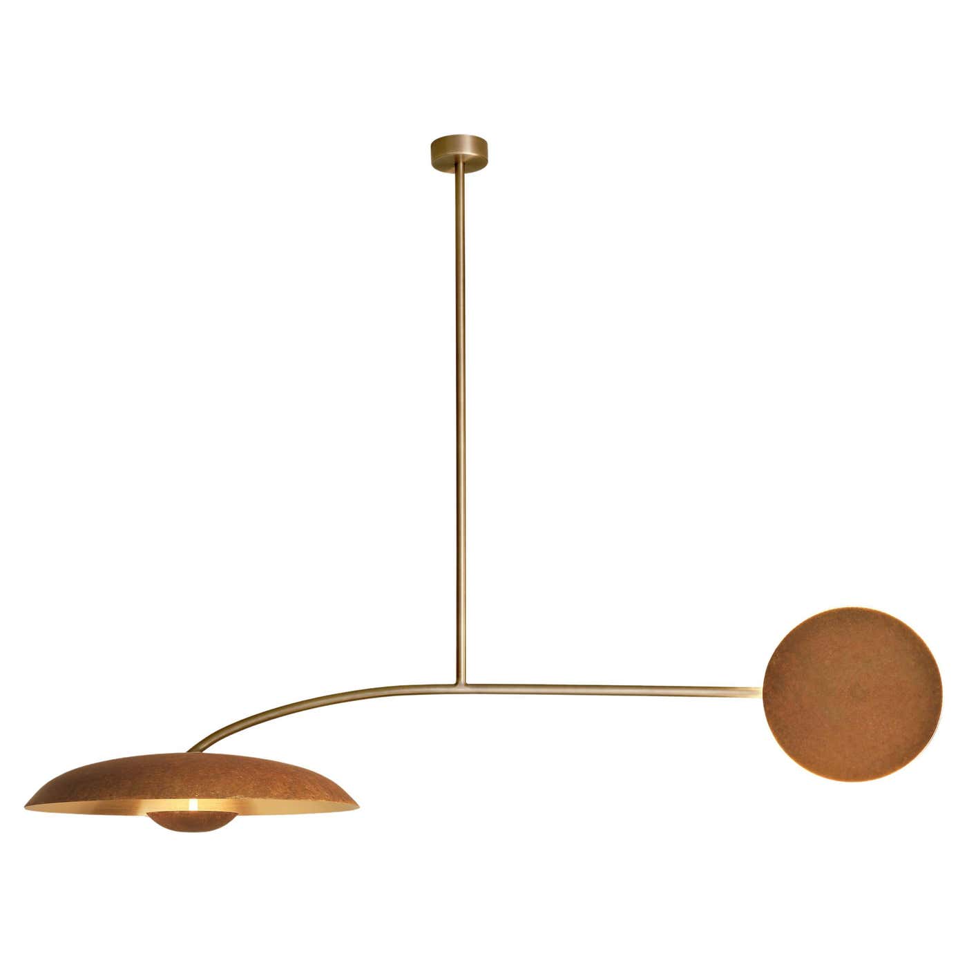 Rust Ceiling Light 'Cosmic Orbit Solo Rust' Handmade Rust Patinated Brass Ceiling Light ...