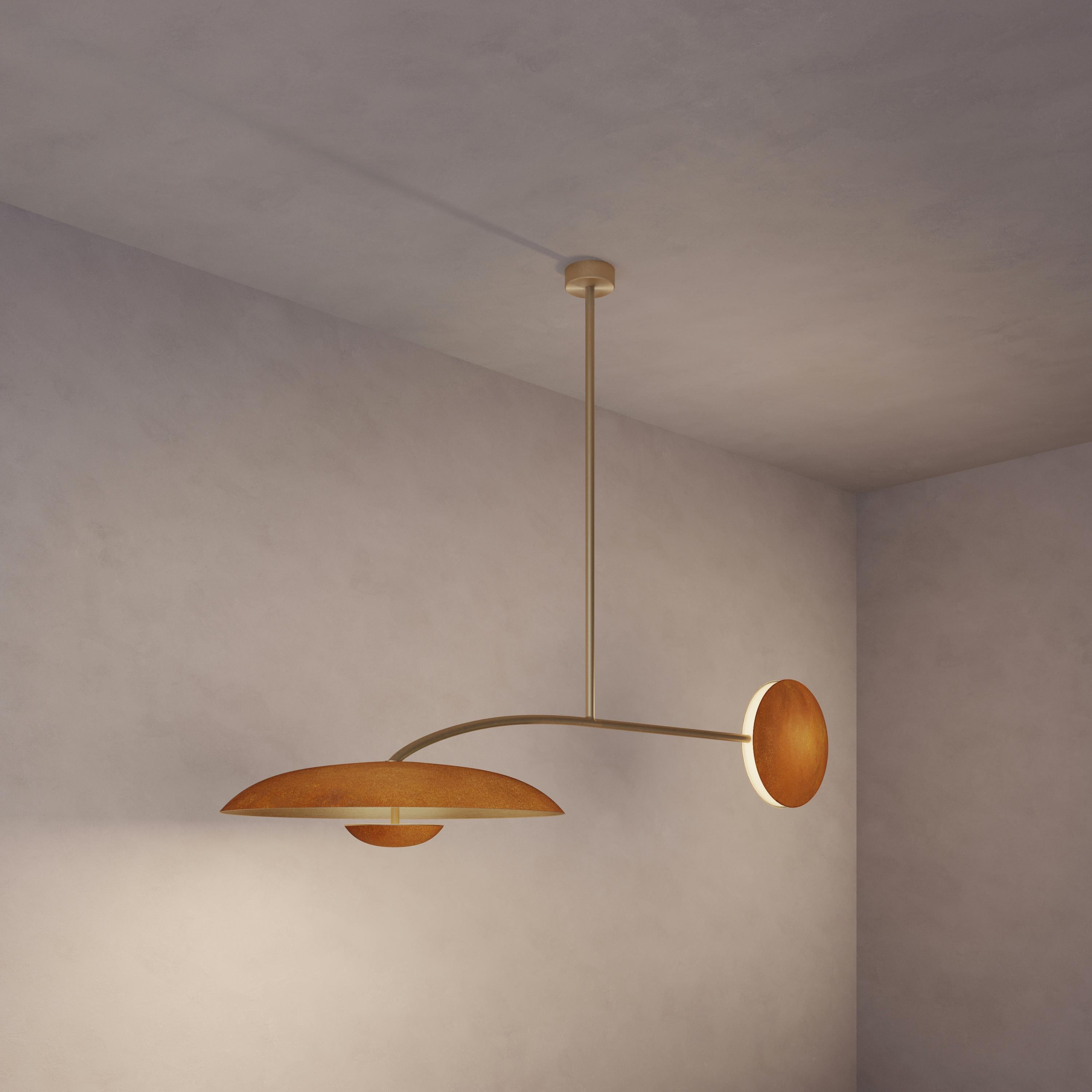'Cosmic Orbit Solo Rust' Handmade Rust Patinated Brass Ceiling Light